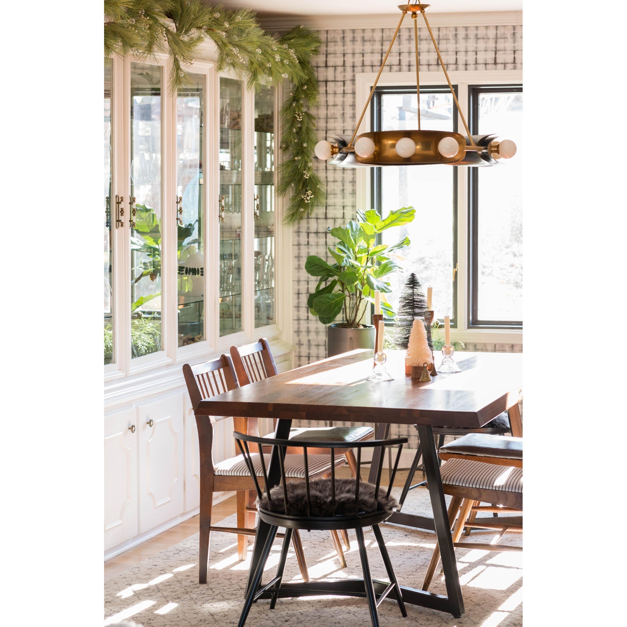 Hopper 9-Light Chandelier in Vintage Brass/Black Brass 32L x 32W x 25H