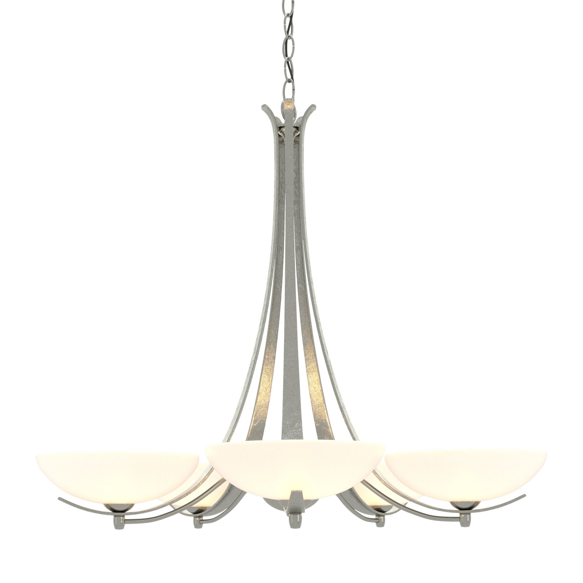 Aegis 5 Arm Chandelier 5-Light Opal Glass (GG) in Sterling