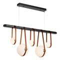 Derby Linear 5-Light LED Pendant Antique Brass Accent Chestnut Leather LED Opal Glass (GG) in Black