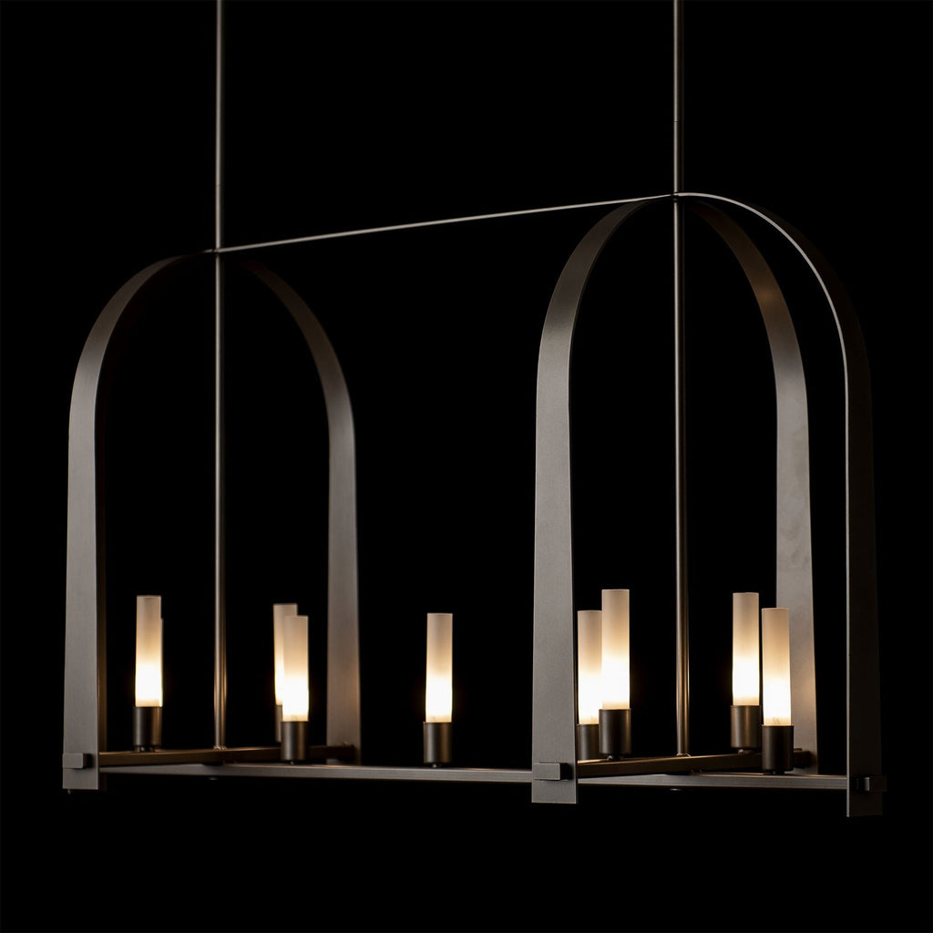 Triomphe 9-Light Linear Pendant 9-Light Frosted Glass (FD) in Dark Smoke