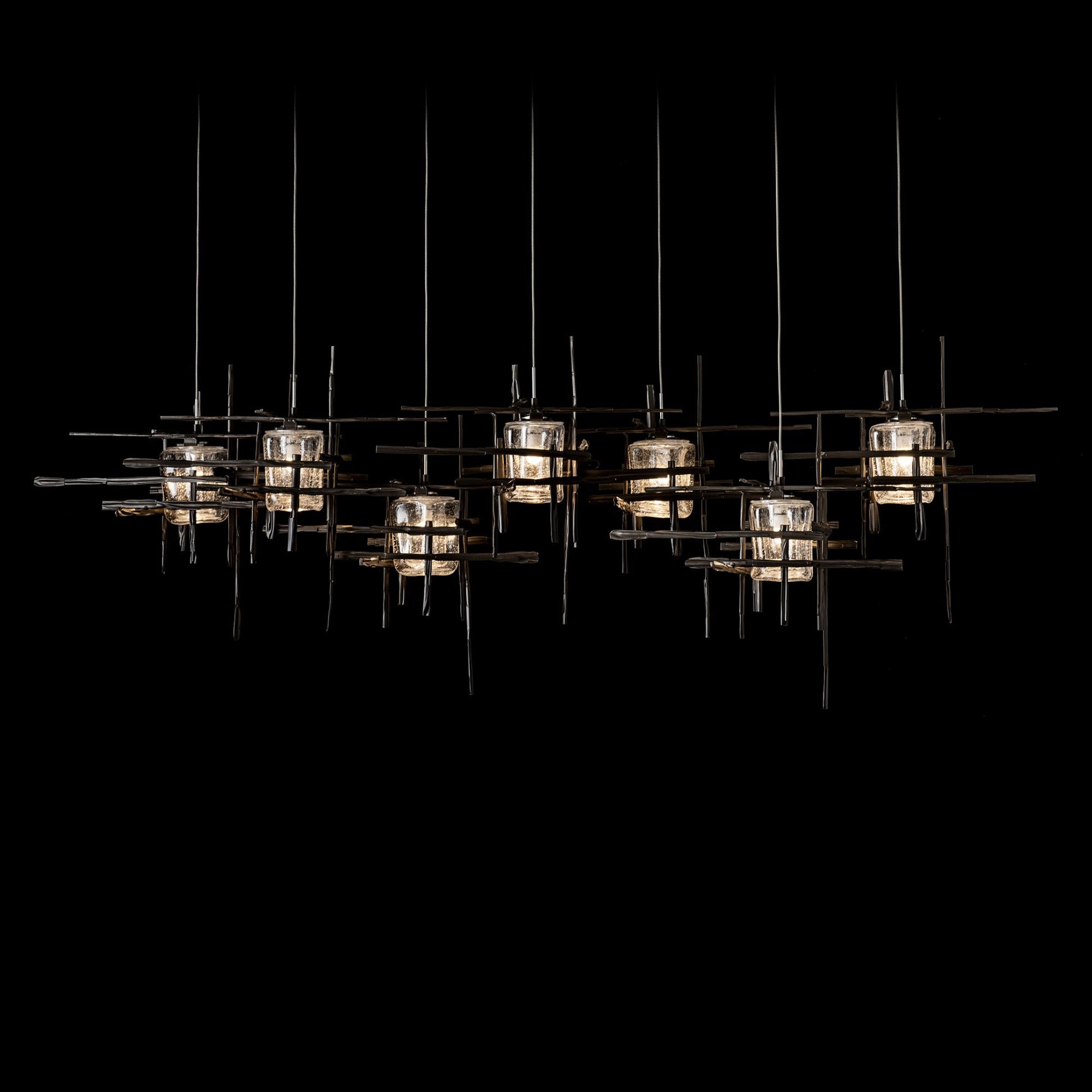 Tura 7-Light Seeded Glass Pendant 7-Light Seeded Clear Glass (II) in Dark Smoke