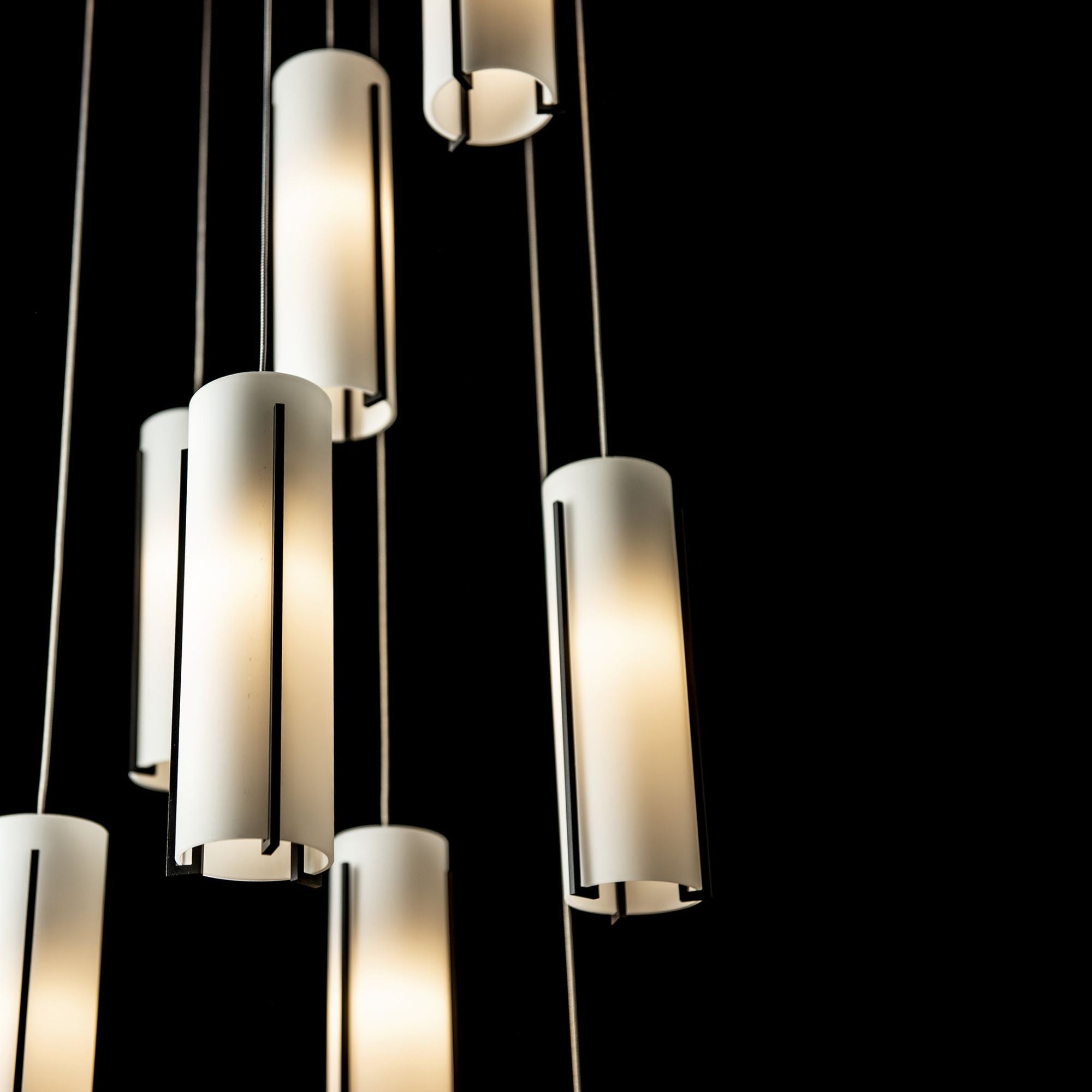 Exos Glass 9-Light Pendant 9-Light Opal Glass (GG) in Black