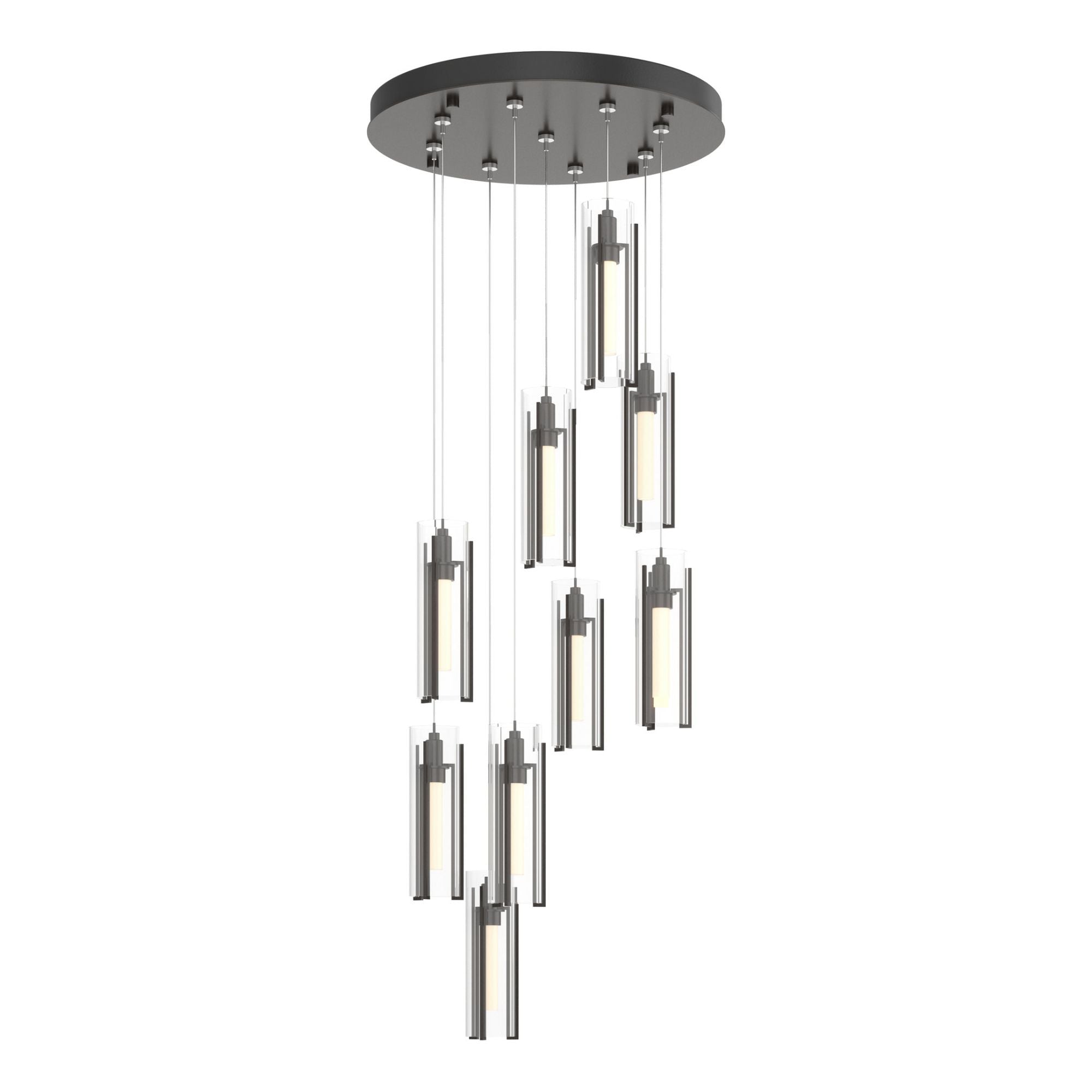 Exos Glass 9-Light Pendant 9-Light Clear Glass (ZM) in Oil Rubbed Bronze