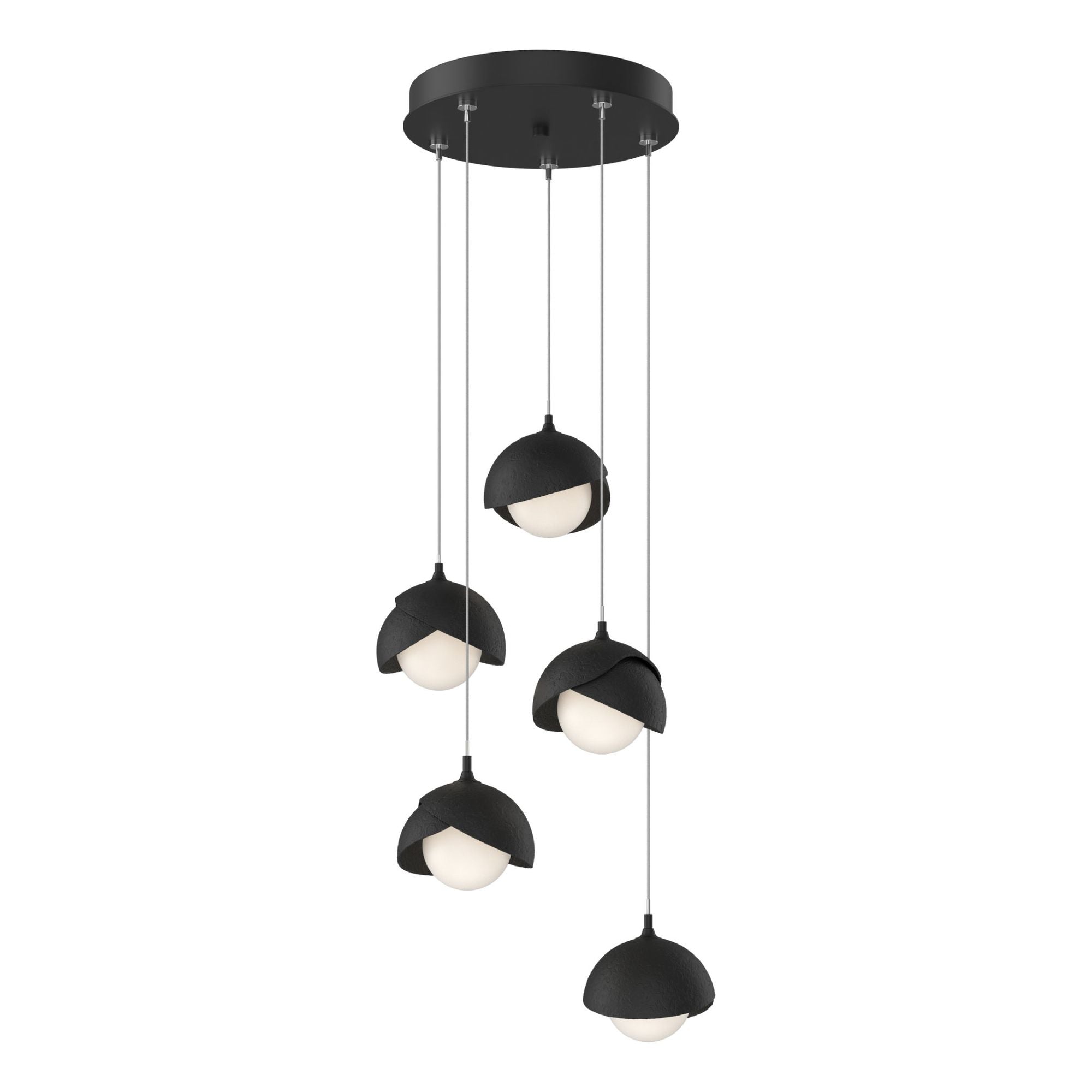 Brooklyn 5-Light Double Shade Pendant 5-Light Black Accent Opal Glass (GG) in Black