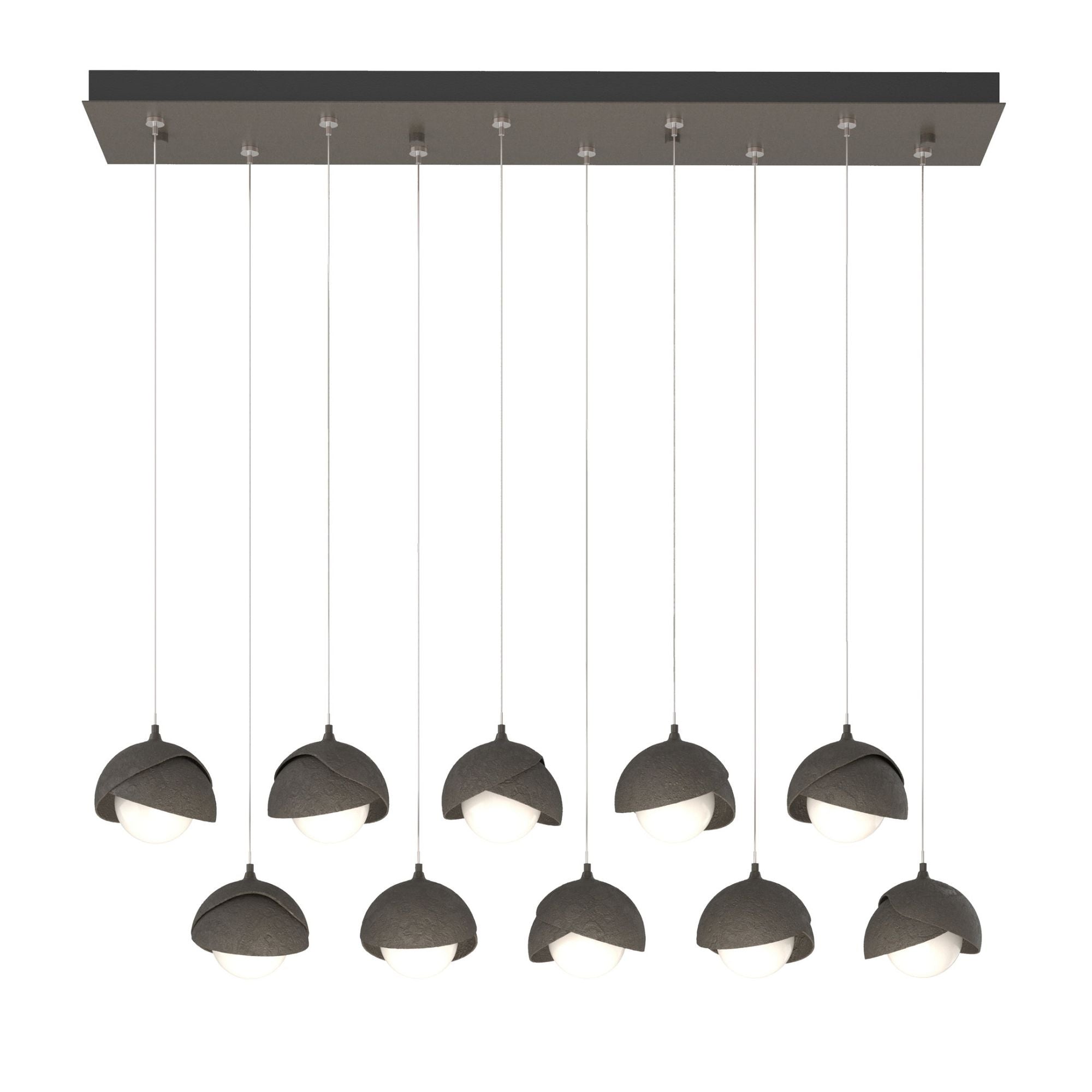 Brooklyn 10-Light Double Shade Pendant 10-Light Dark Smoke Accent Opal Glass (GG) in Dark Smoke