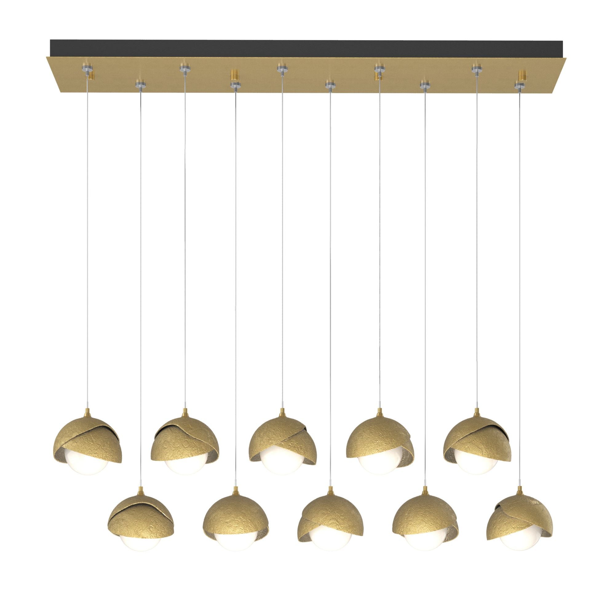 Brooklyn 10-Light Double Shade Pendant 10-Light Modern Brass Accent Opal Glass (GG) in Modern Brass