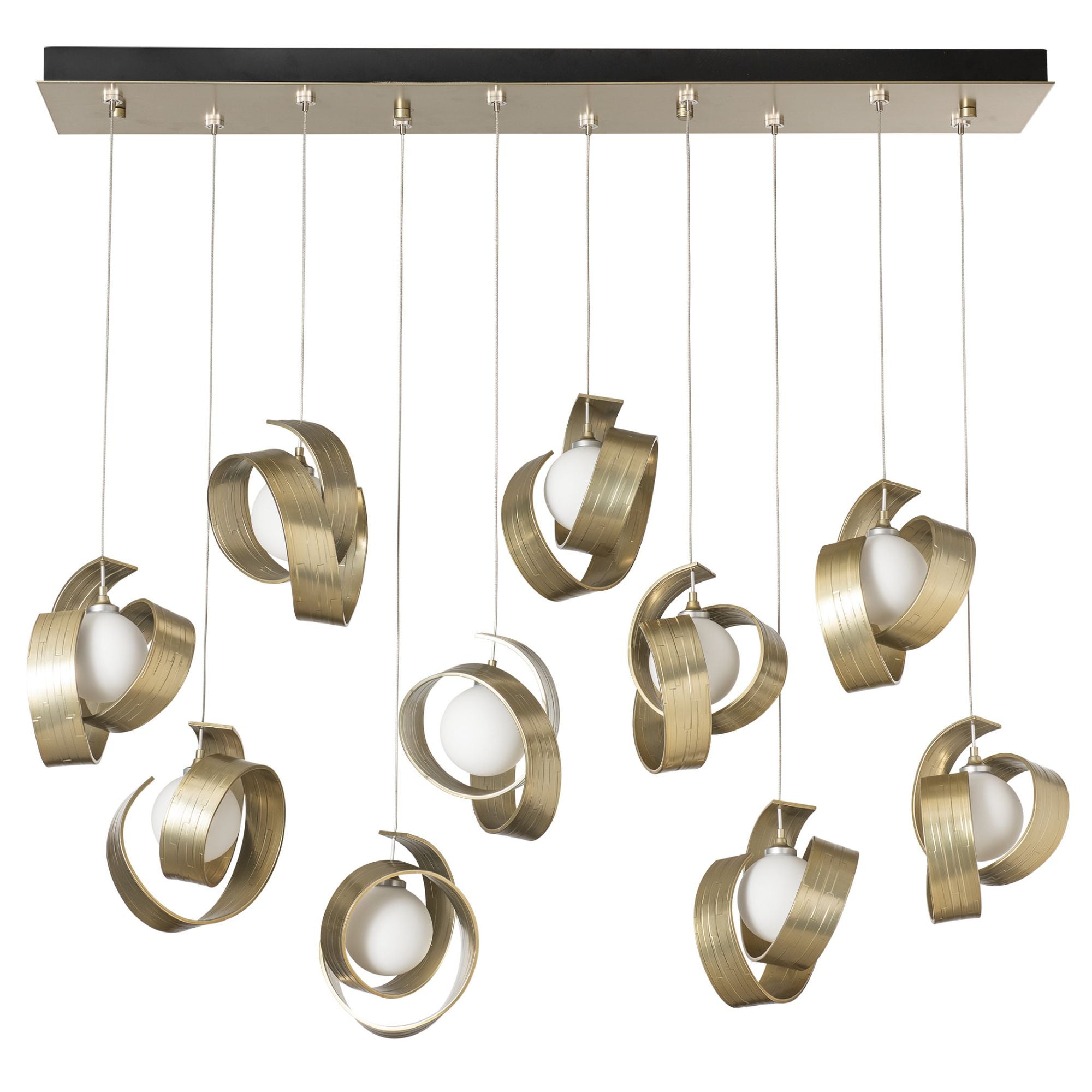 Riza 10-Light Pendant 10-Light Opal Glass (GG) in Modern Brass