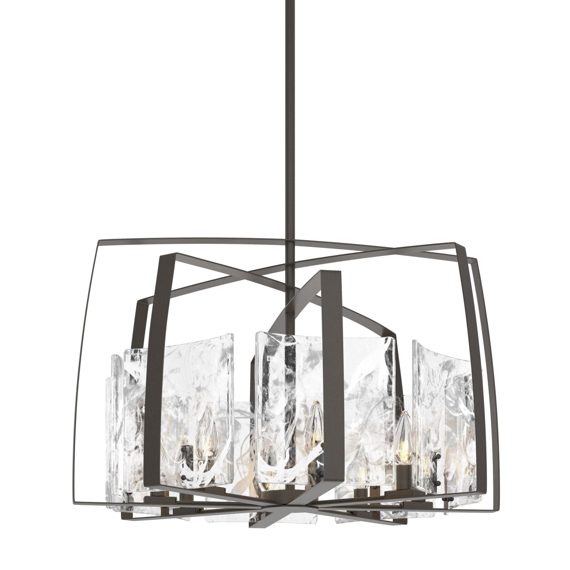 Arc 8-Light Pendant 8-Light White Swirl Glass (YR) in Dark Smoke