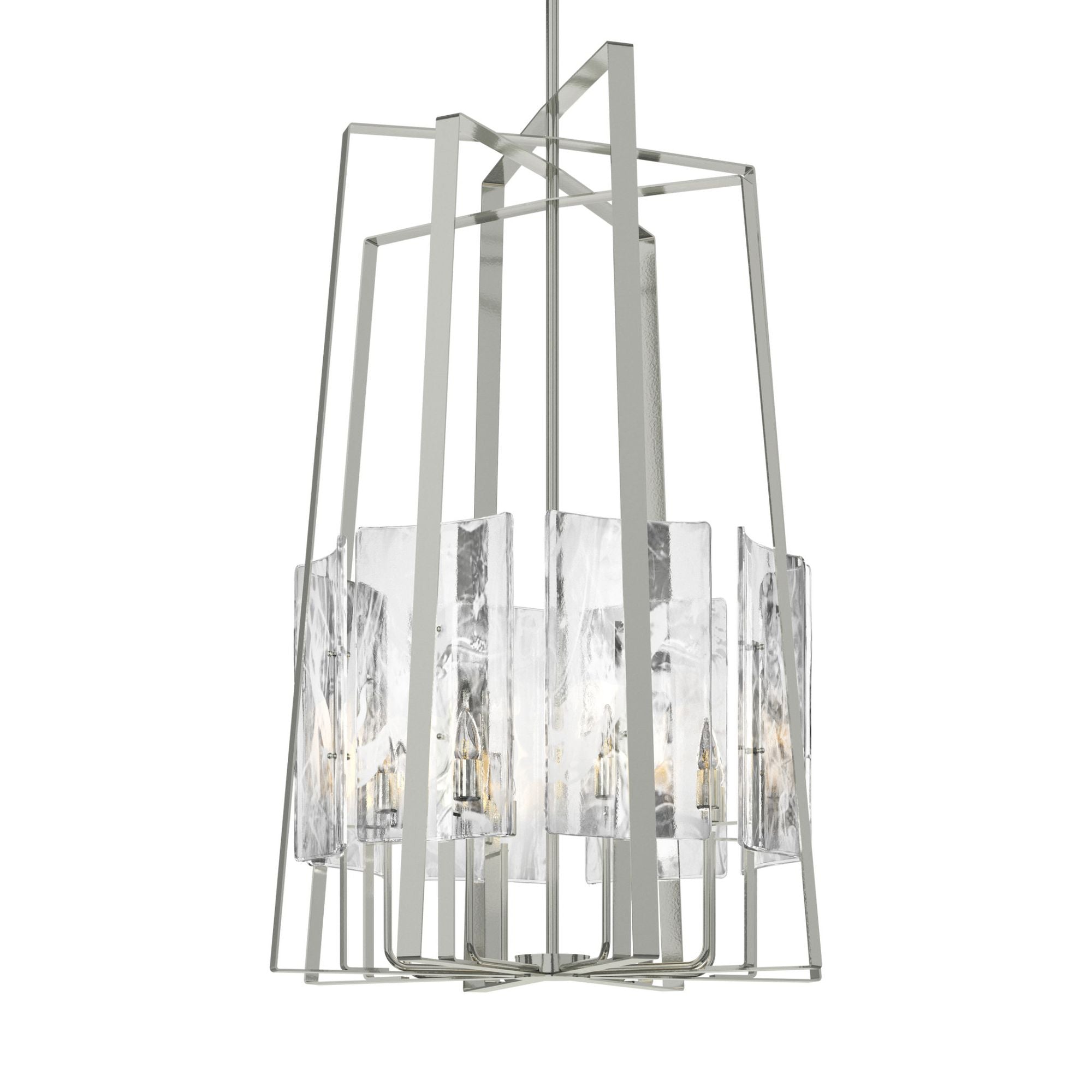 Arc 8-Light Tall Pendant 8-Light White Swirl Glass (YR) in Sterling