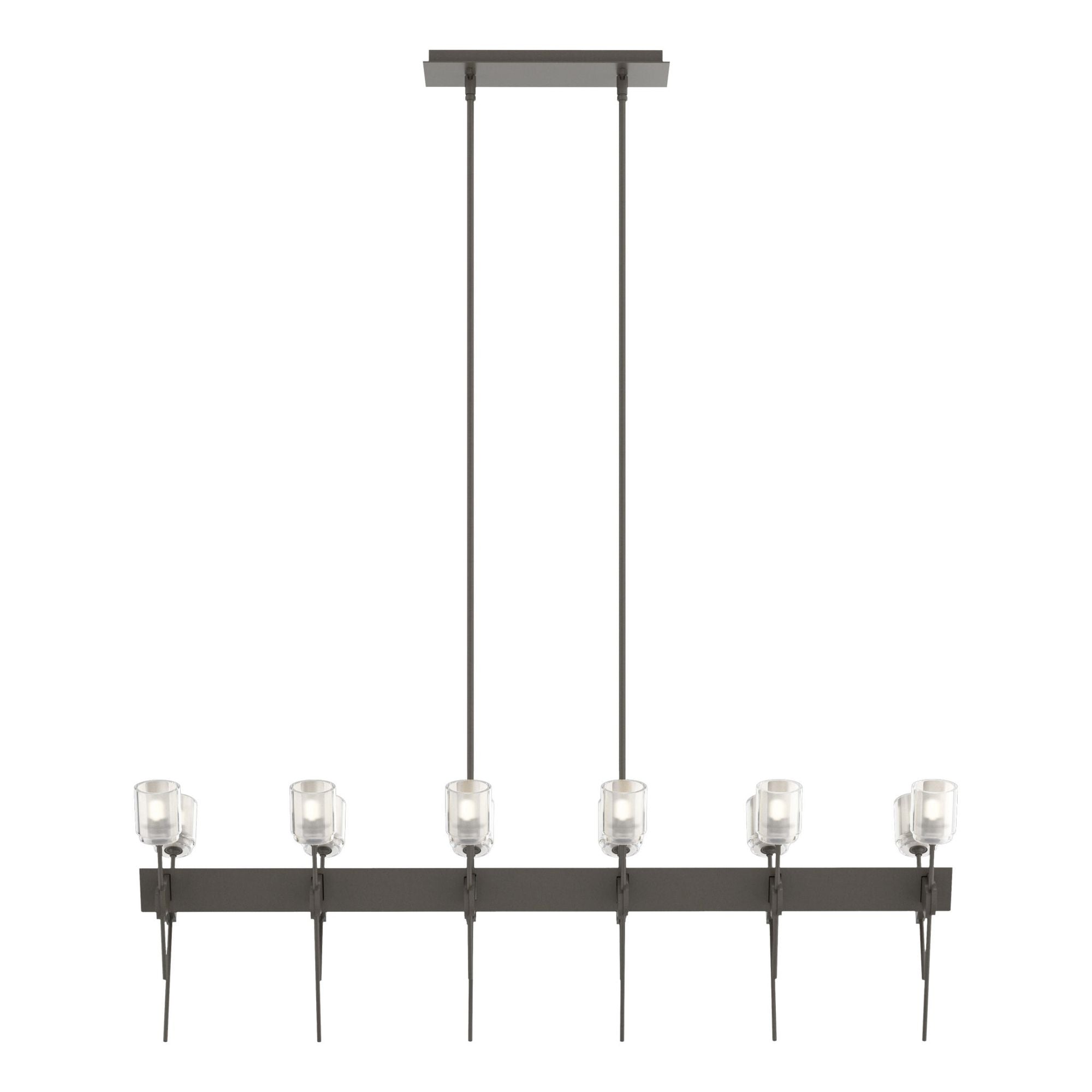 Echo 12-Light Linear Pendant 12-Light Cast Glass (YC) in Dark Smoke