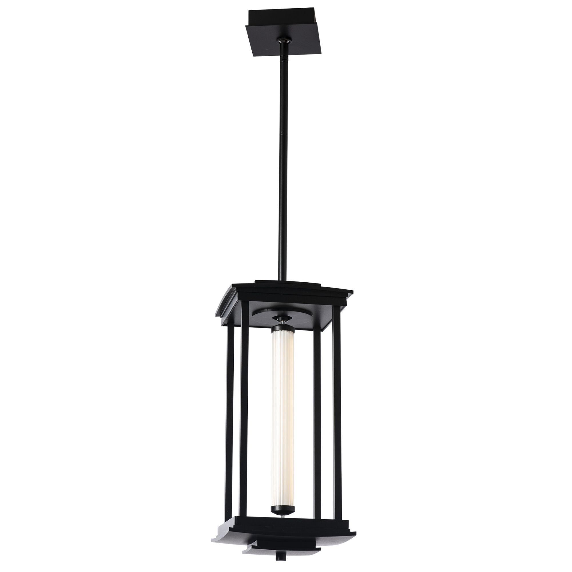 Athena 1-Light Medium LED Lantern LED Clear Glass (ZM) in Black