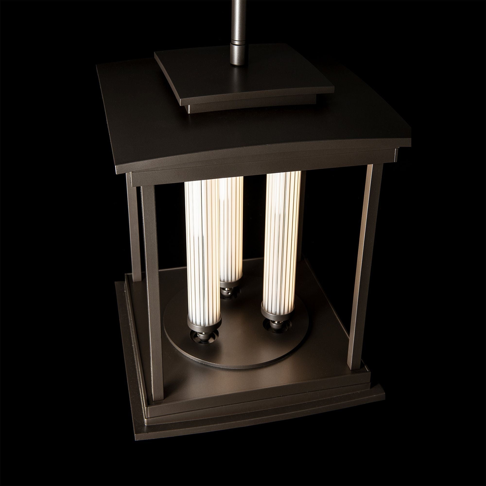 Athena 3-Light LED Lantern LED Clear Glass (ZM) in Dark Smoke