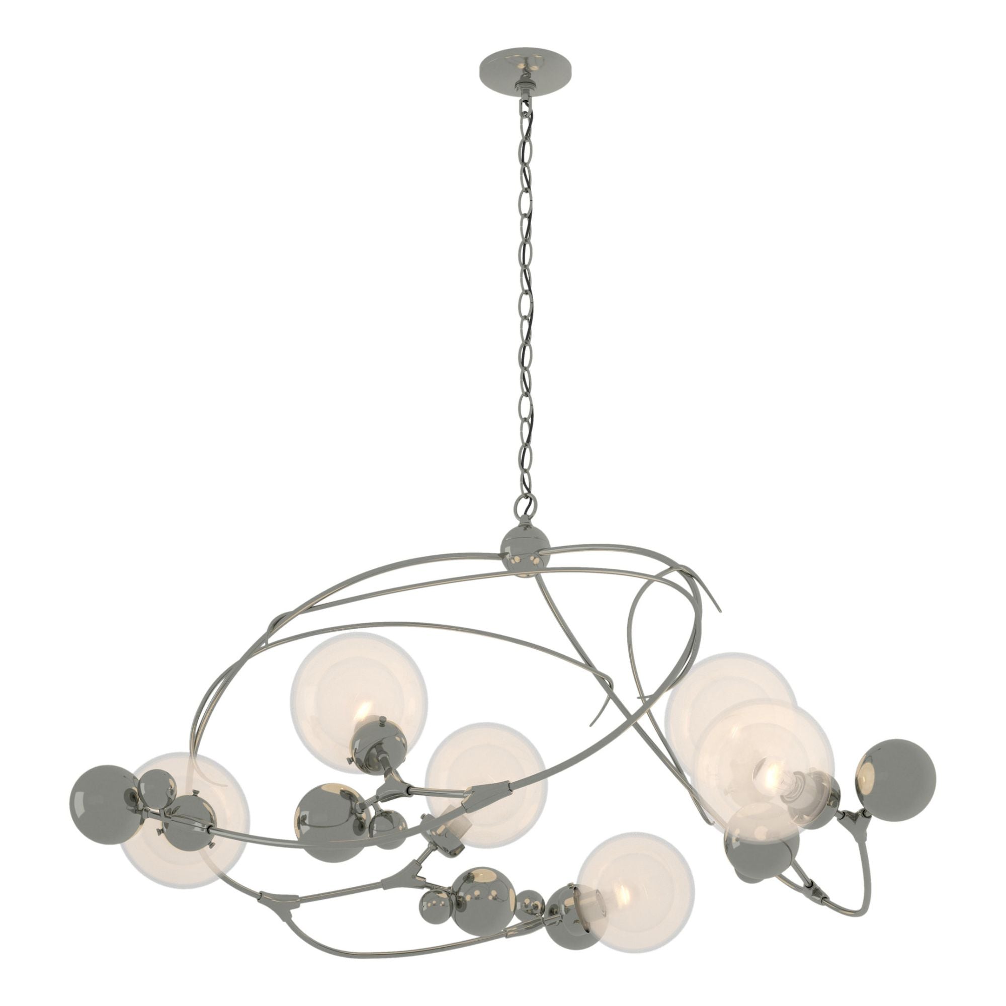 Sprig Circular Pendant 6-Light Opaline Glass (WF) in Sterling
