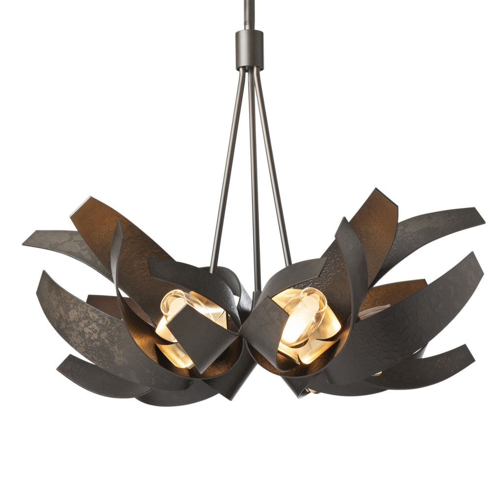 Corona Brass Accent Pendant 6-Light Brass Clear Glass with Frosted Diffuser (YE) in Dark Smoke