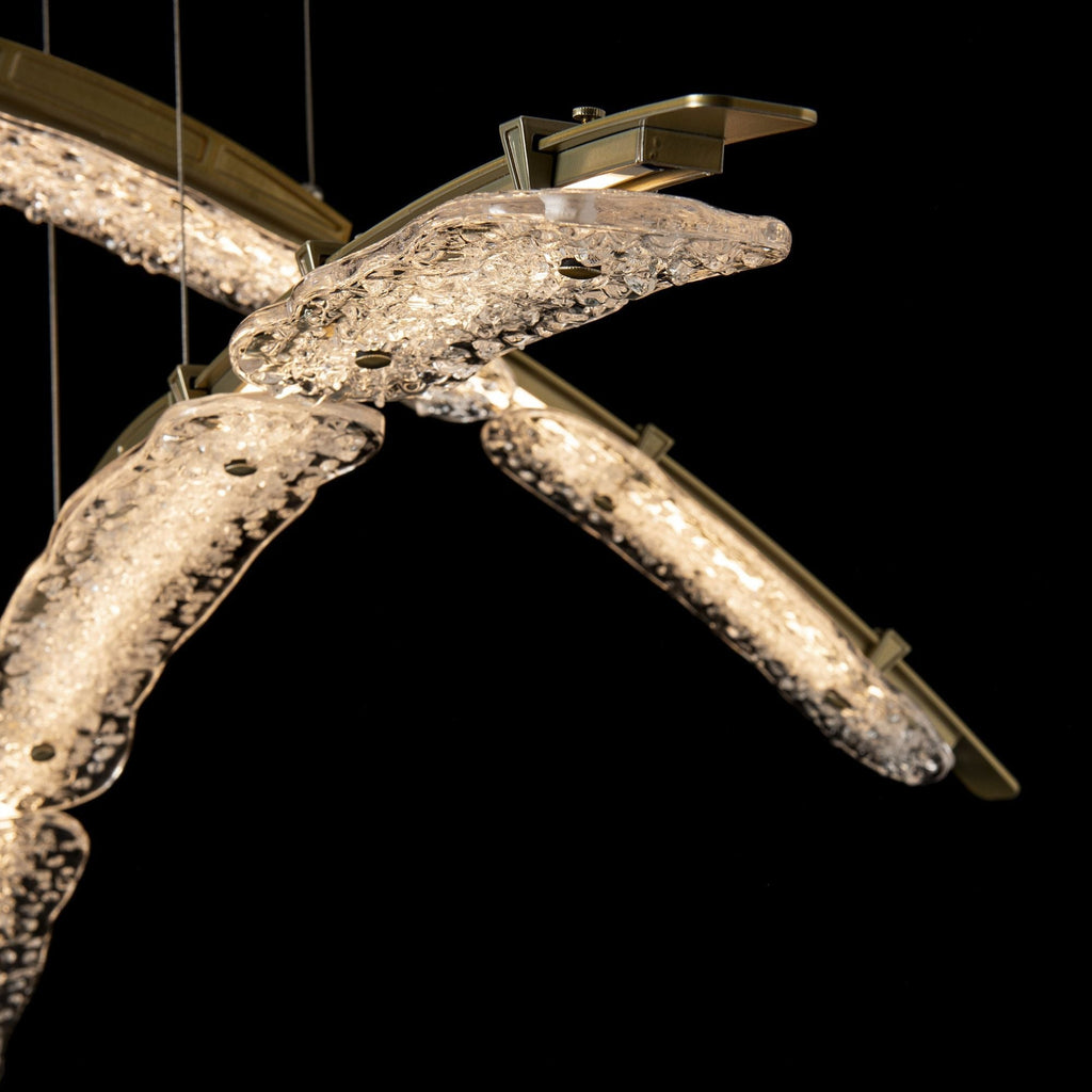 Glissade Double Large LED Pendant LED Clear Glass (ZM) in Modern Brass