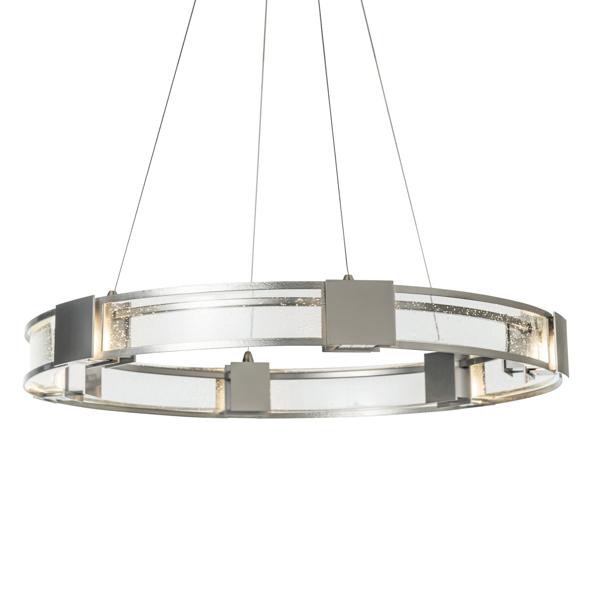 Aura Glass Pendant 6-Light Seeded Clear Glass (II) in Sterling