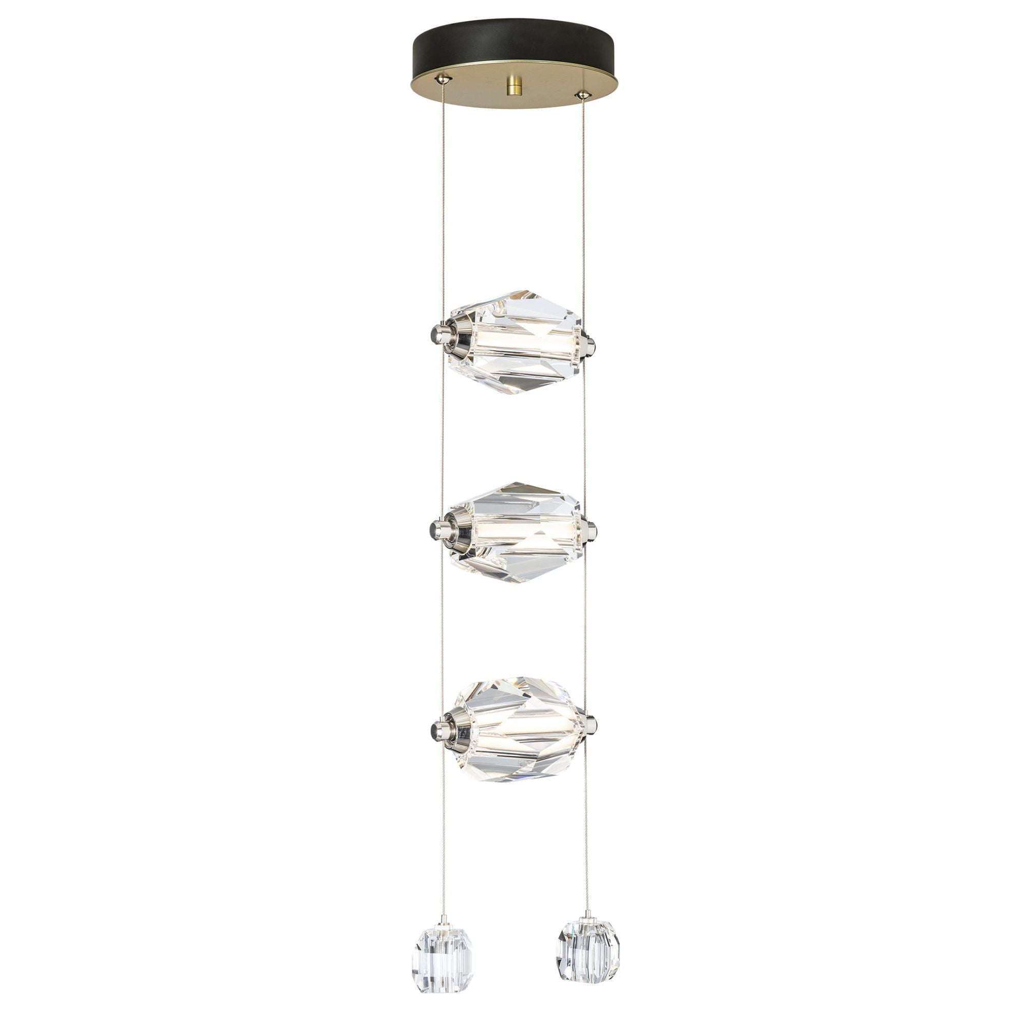 Gatsby 3-Light LED Pendant Crystal LED in Modern Brass