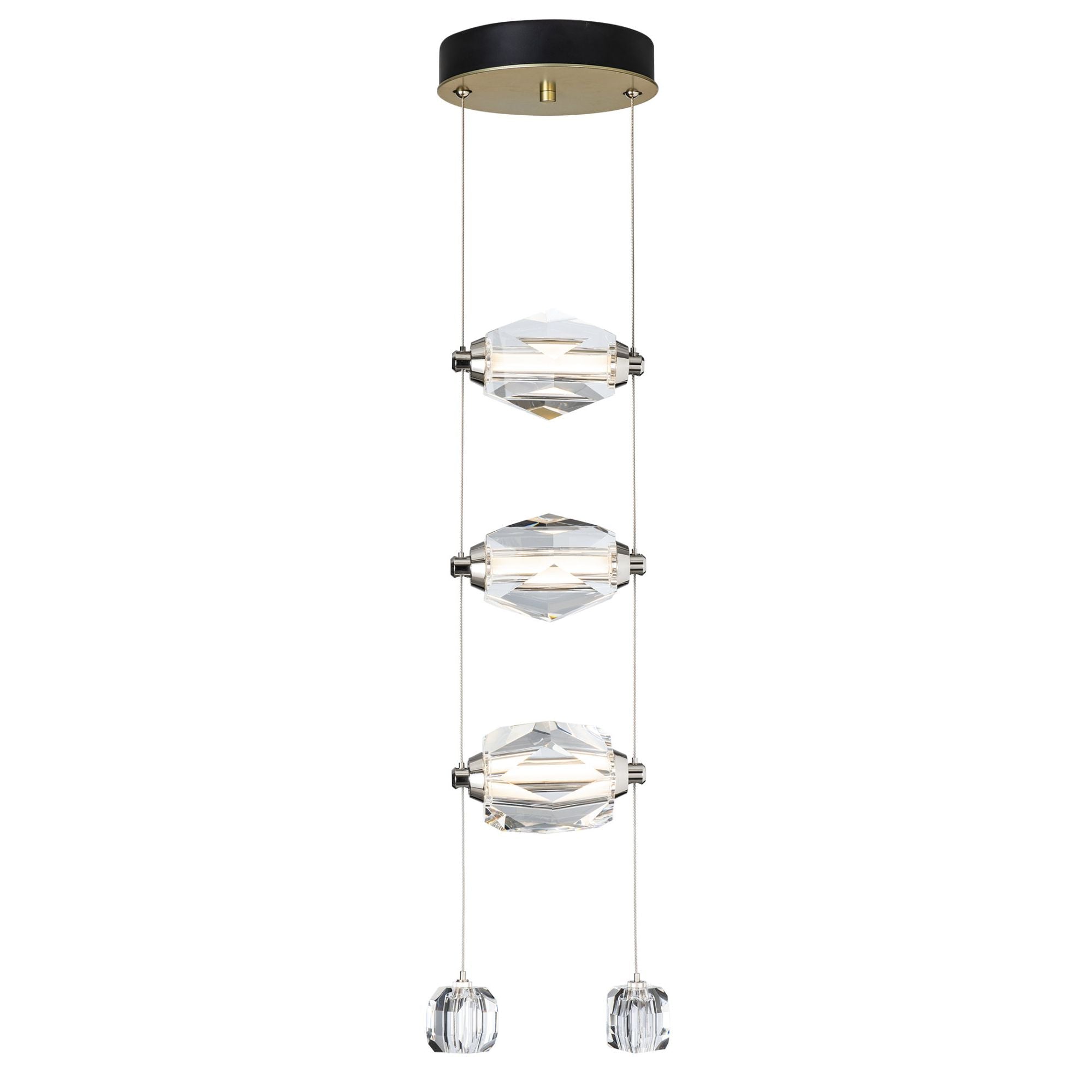 Gatsby 3-Light LED Pendant Crystal LED in Modern Brass