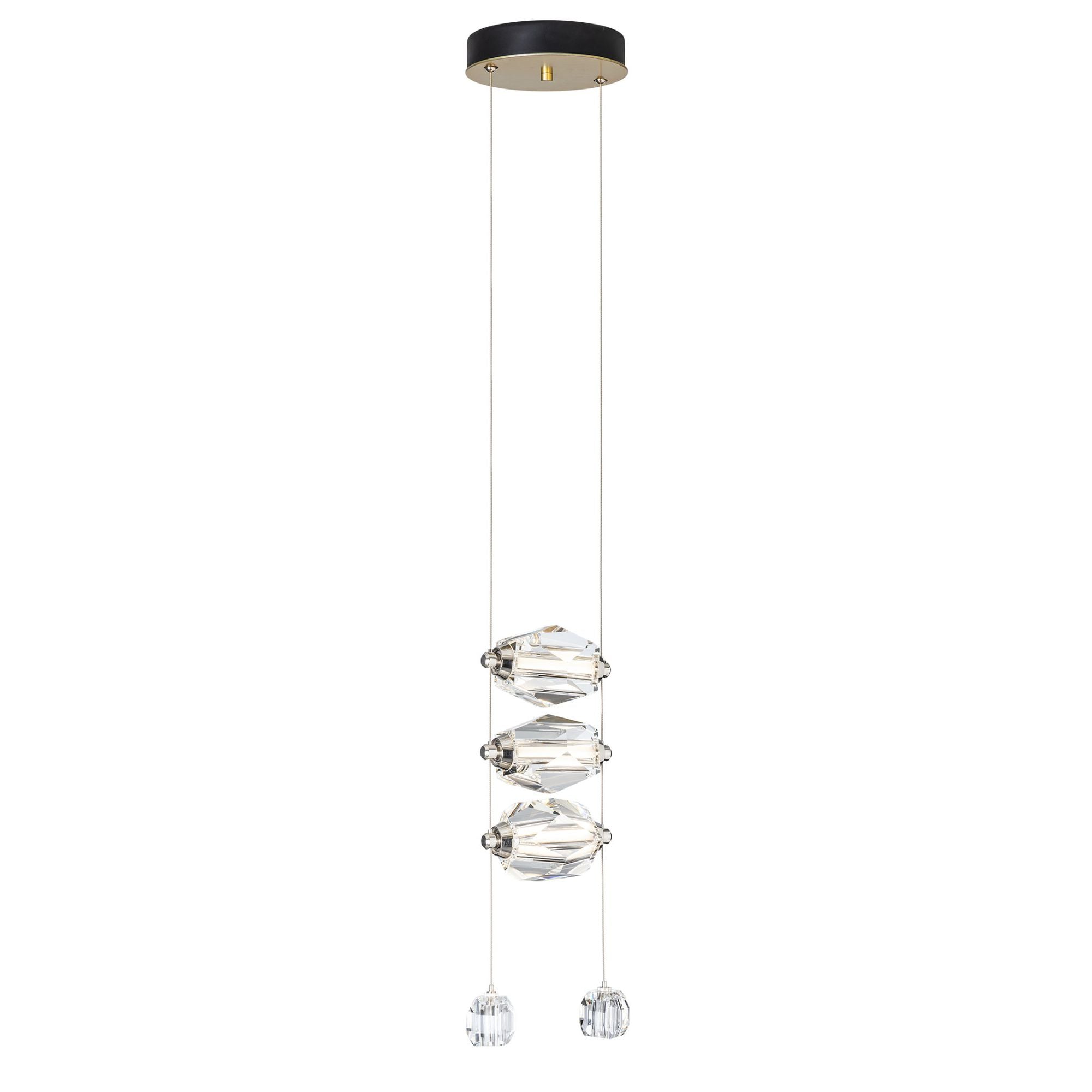Gatsby 3-Light LED Pendant Crystal LED in Modern Brass
