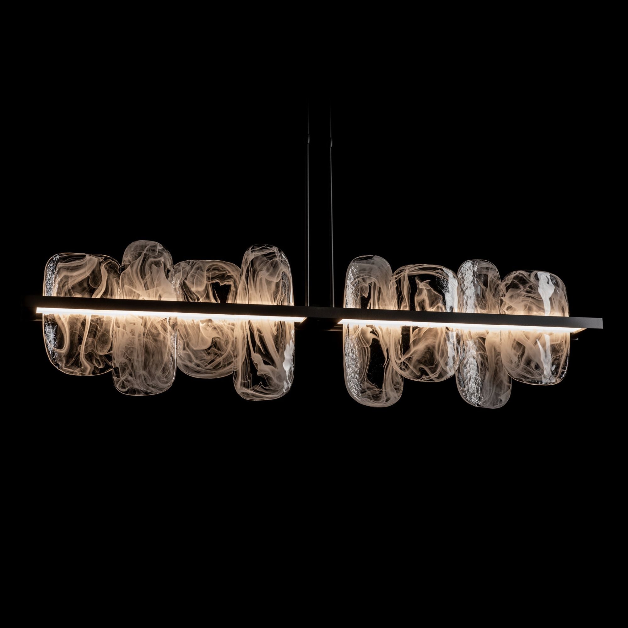 Vitre Large Linear LED Pendant LED White Swirl Glass (YR) in Black