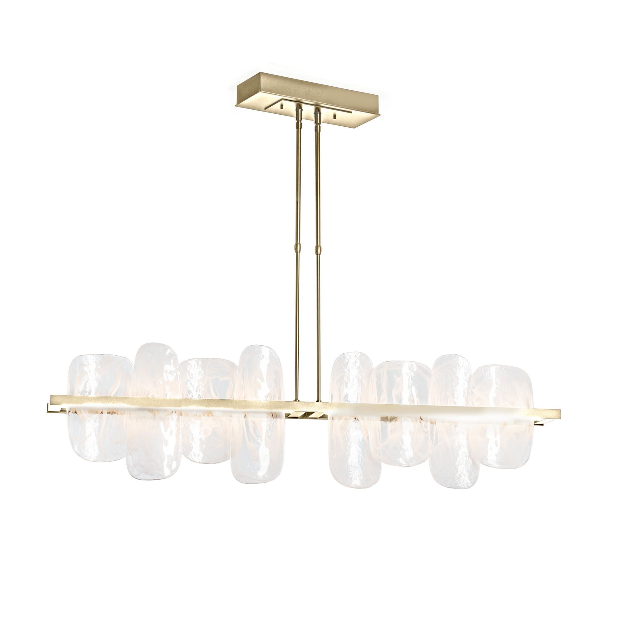 Vitre Large Linear LED Pendant LED White Swirl Glass (YR) in Modern Brass