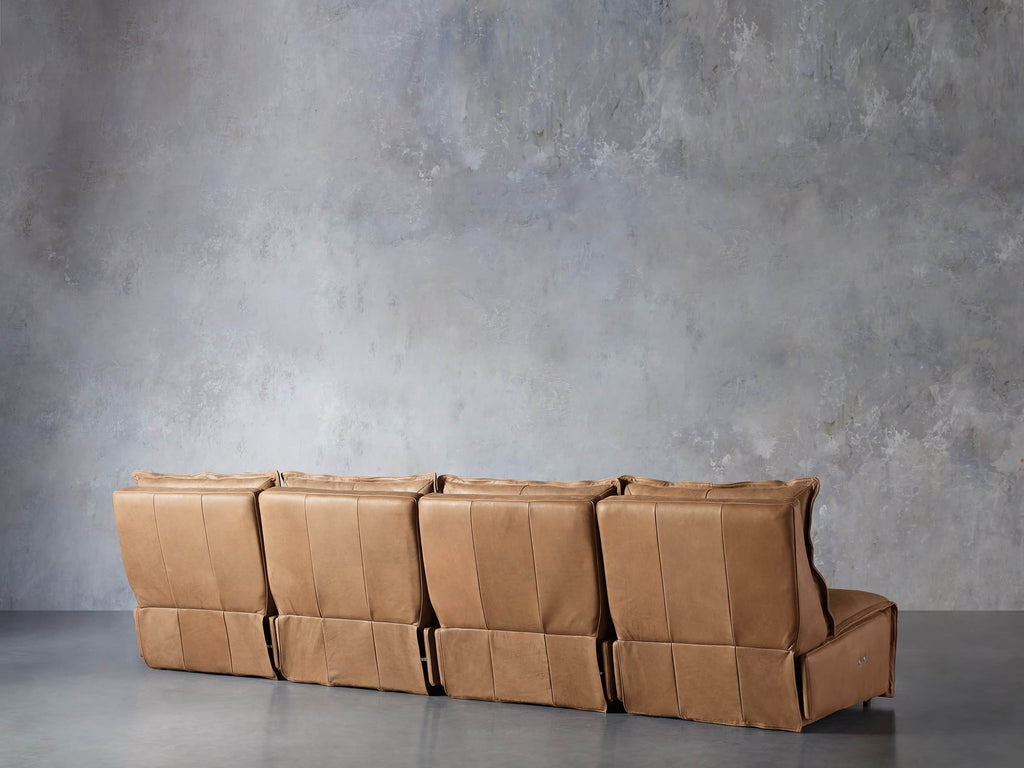 Rowland Leather Four-Piece Armless Motion Modular Sofa