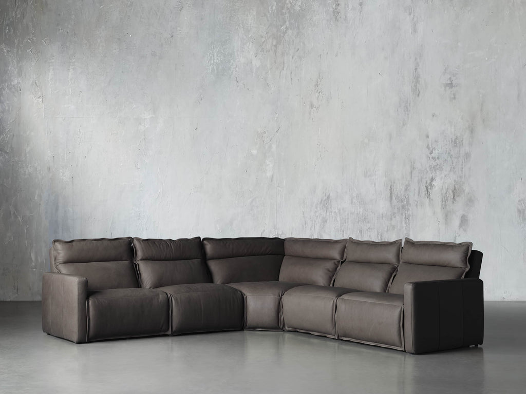 Rowland Leather Five-Piece Motion Corner Sectional