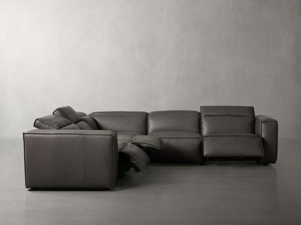 Coburn Leather Five-Piece Motion Corner Sectional