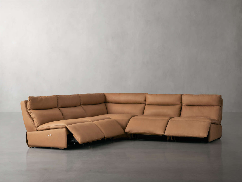 Rowland Tailored Leather Five-Piece Armless Motion Corner Sectional