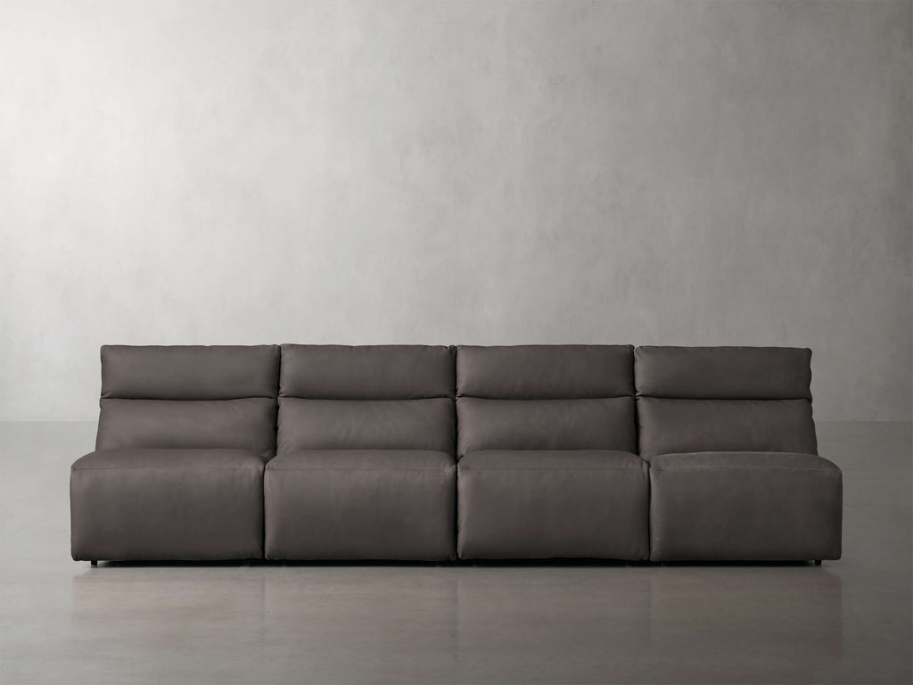 Rowland Tailored Leather Four-Piece Armless Motion Modular Sofa