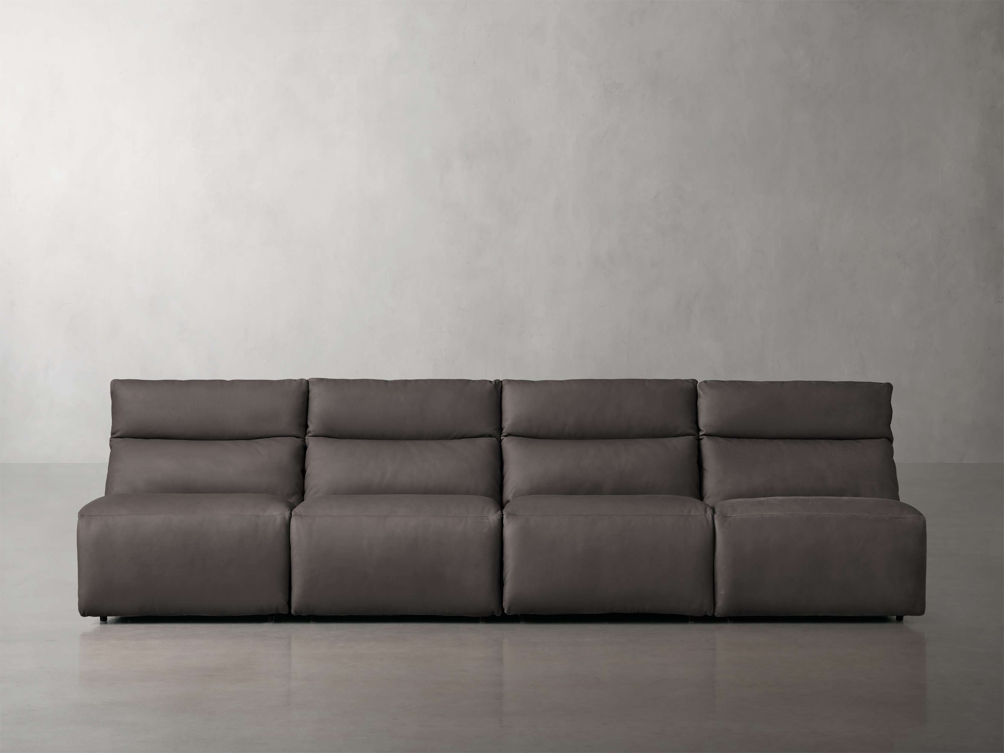 Rowland Tailored Leather Four-Piece Armless Motion Modular Sofa