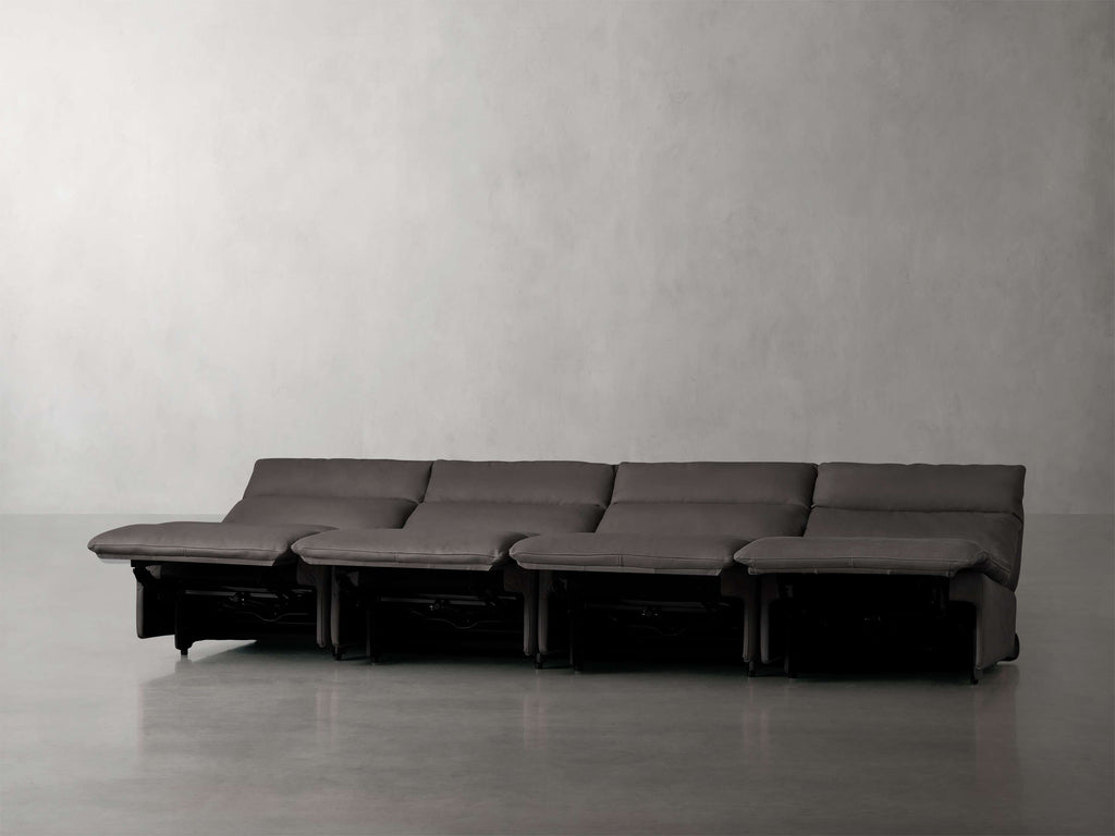 Rowland Tailored Leather Four-Piece Armless Motion Modular Sofa