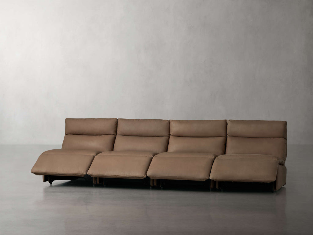 Rowland Tailored Leather Four-Piece Armless Motion Modular Sofa