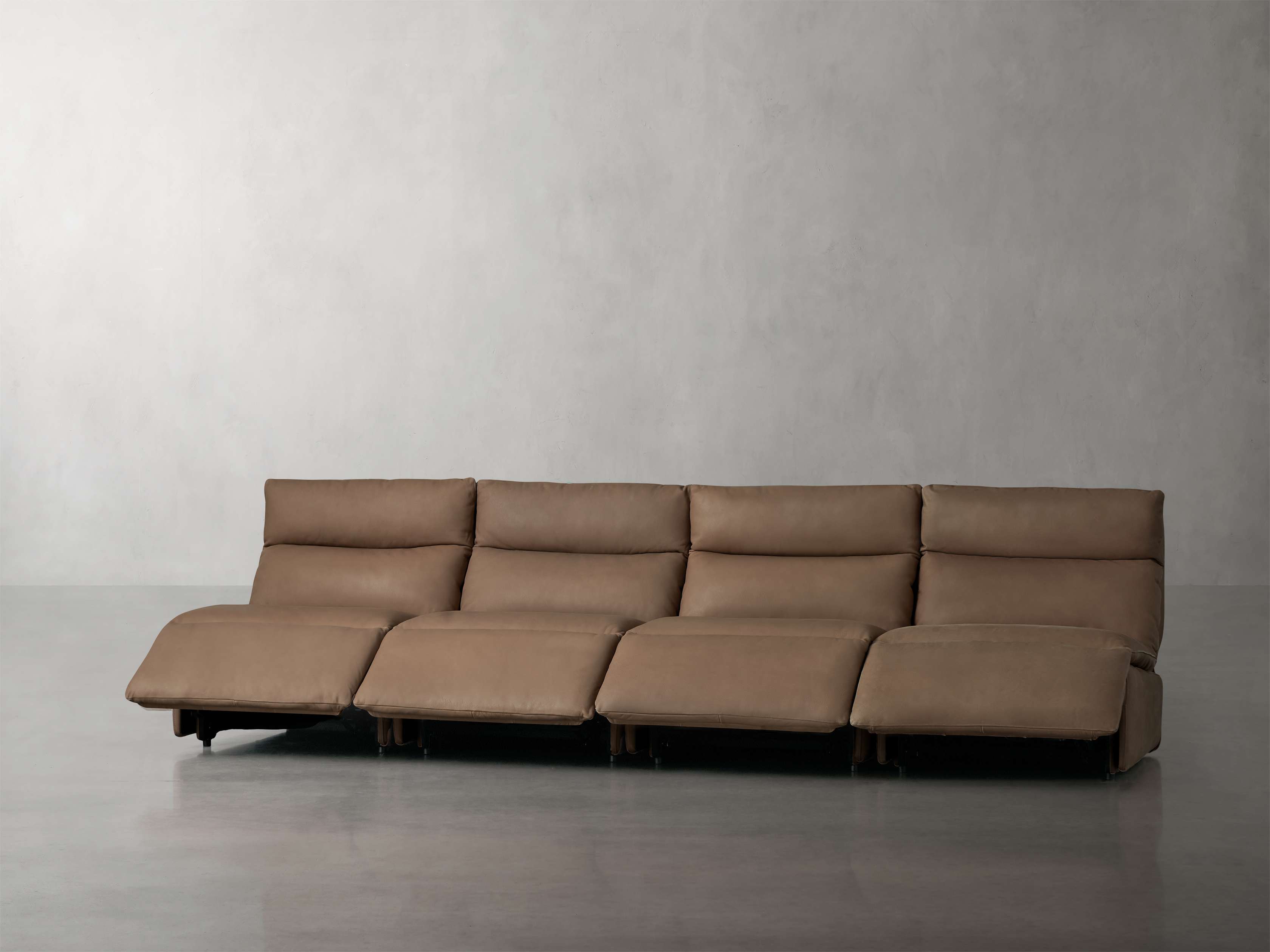 Rowland Tailored Leather Four-Piece Armless Motion Modular Sofa