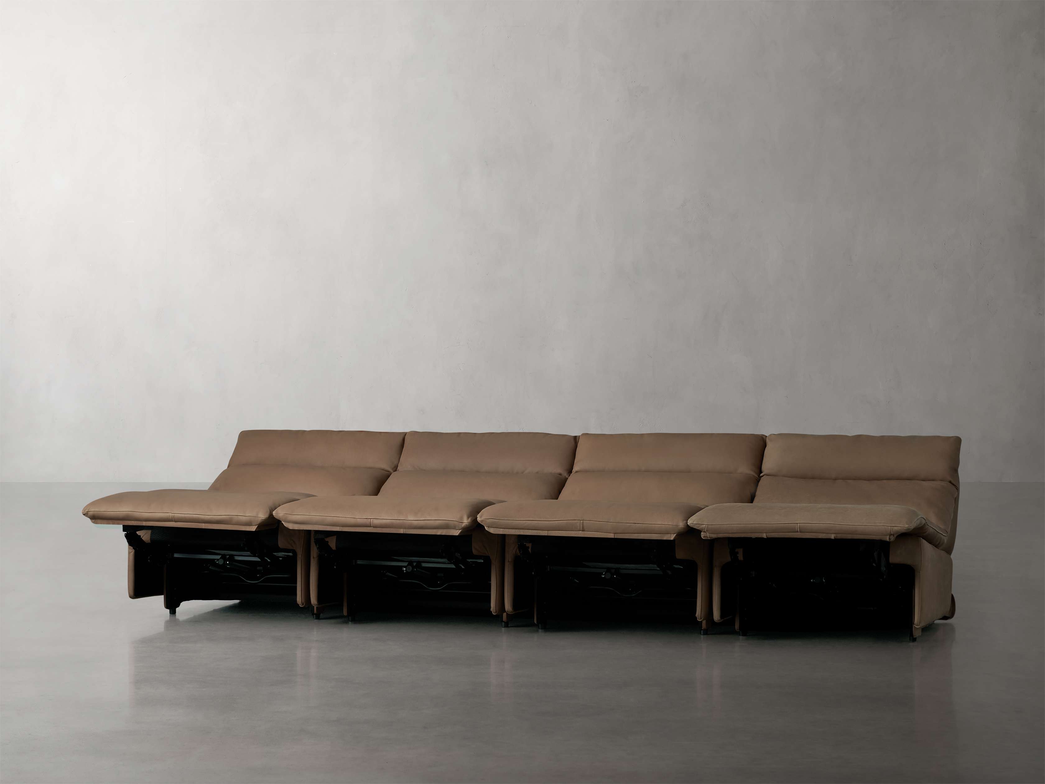 Rowland Tailored Leather Four-Piece Armless Motion Modular Sofa