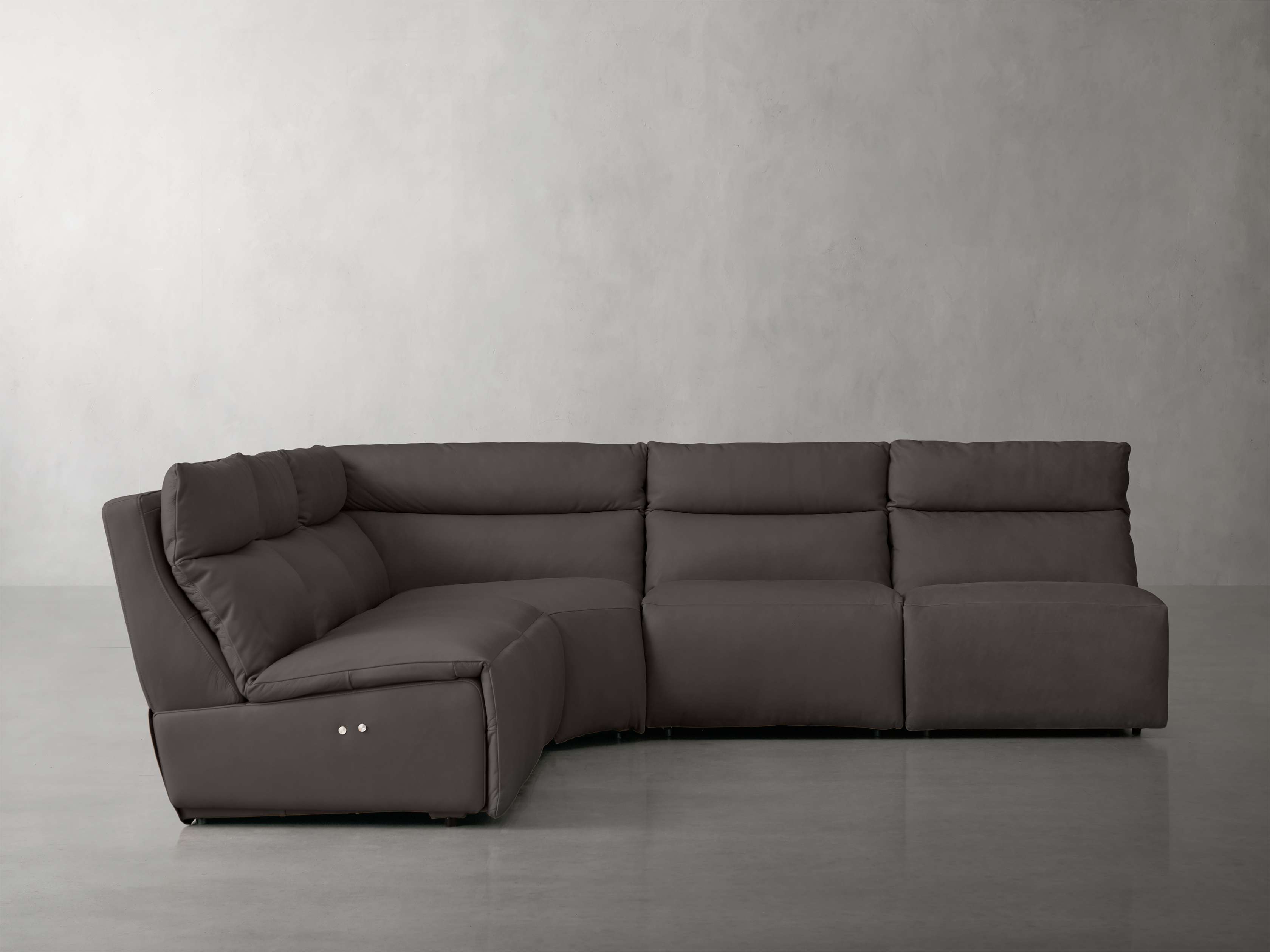 Rowland Tailored Leather Five-Piece Armless Motion Corner Sectional
