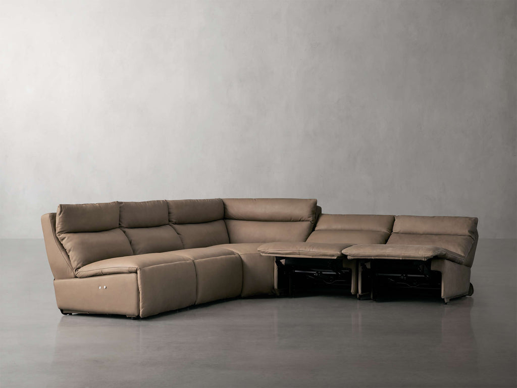 Rowland Tailored Leather Five-Piece Armless Motion Corner Sectional
