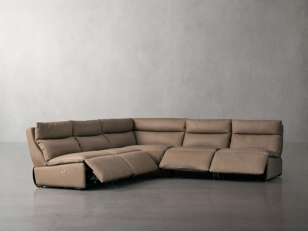Rowland Tailored Leather Five-Piece Armless Motion Corner Sectional