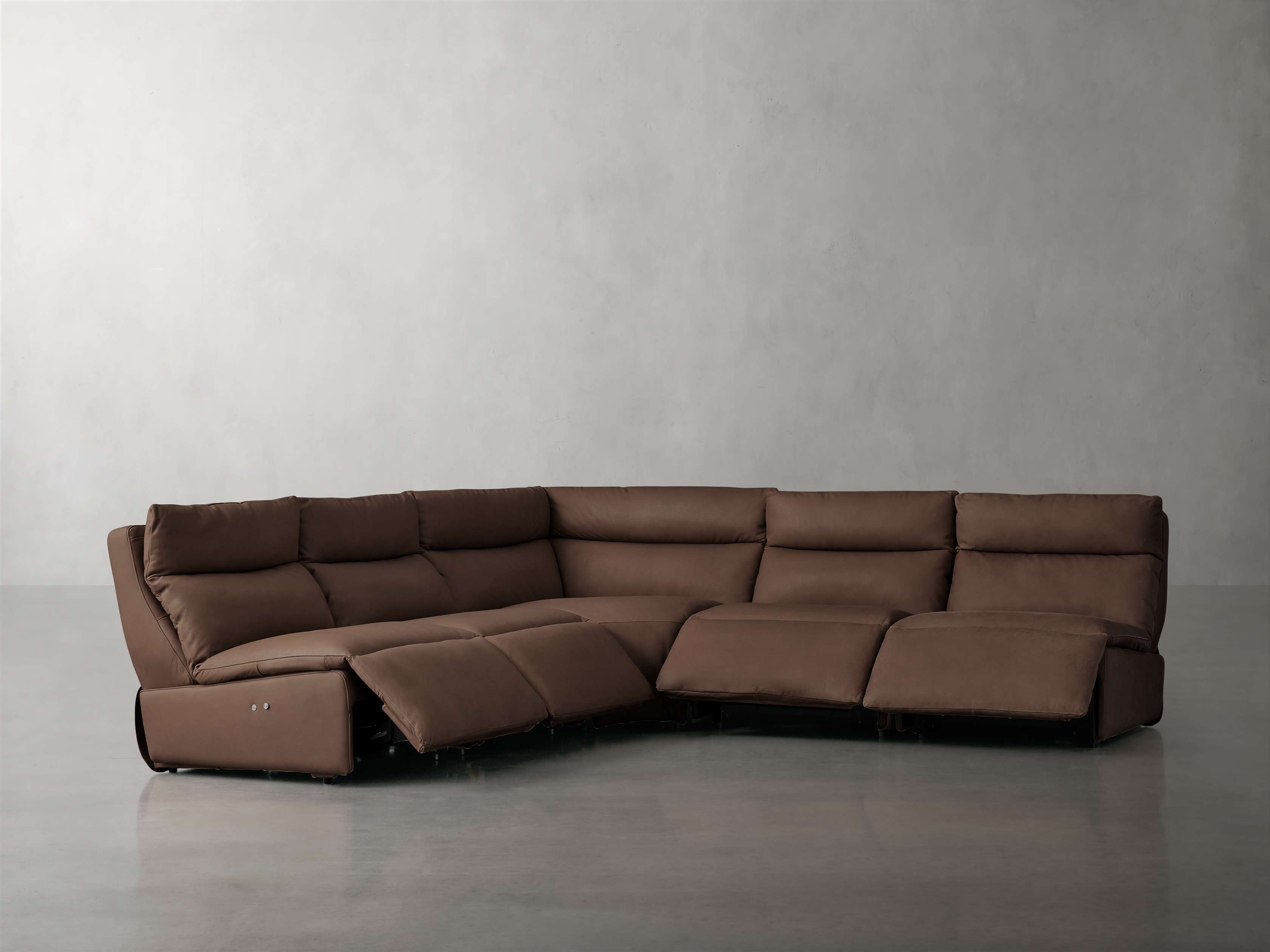 Rowland Tailored Leather Five-Piece Armless Motion Corner Sectional