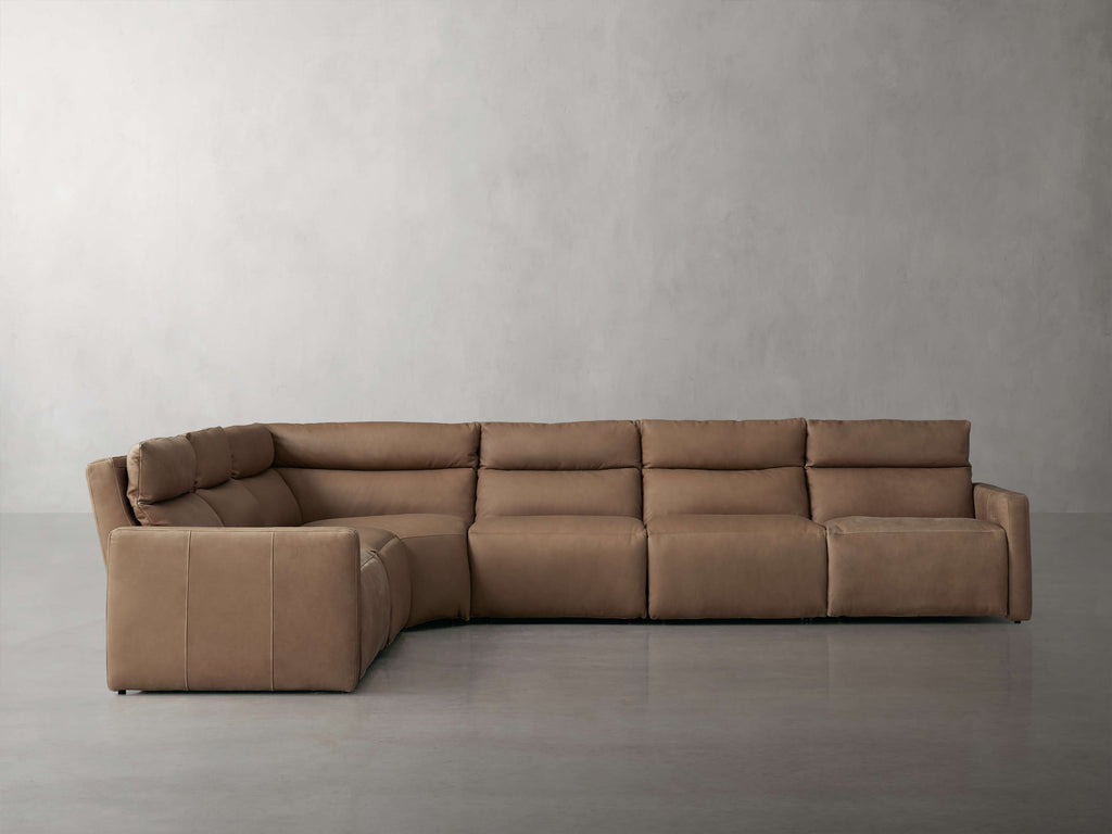 Rowland Tailored Leather Six-Piece Motion Sectional