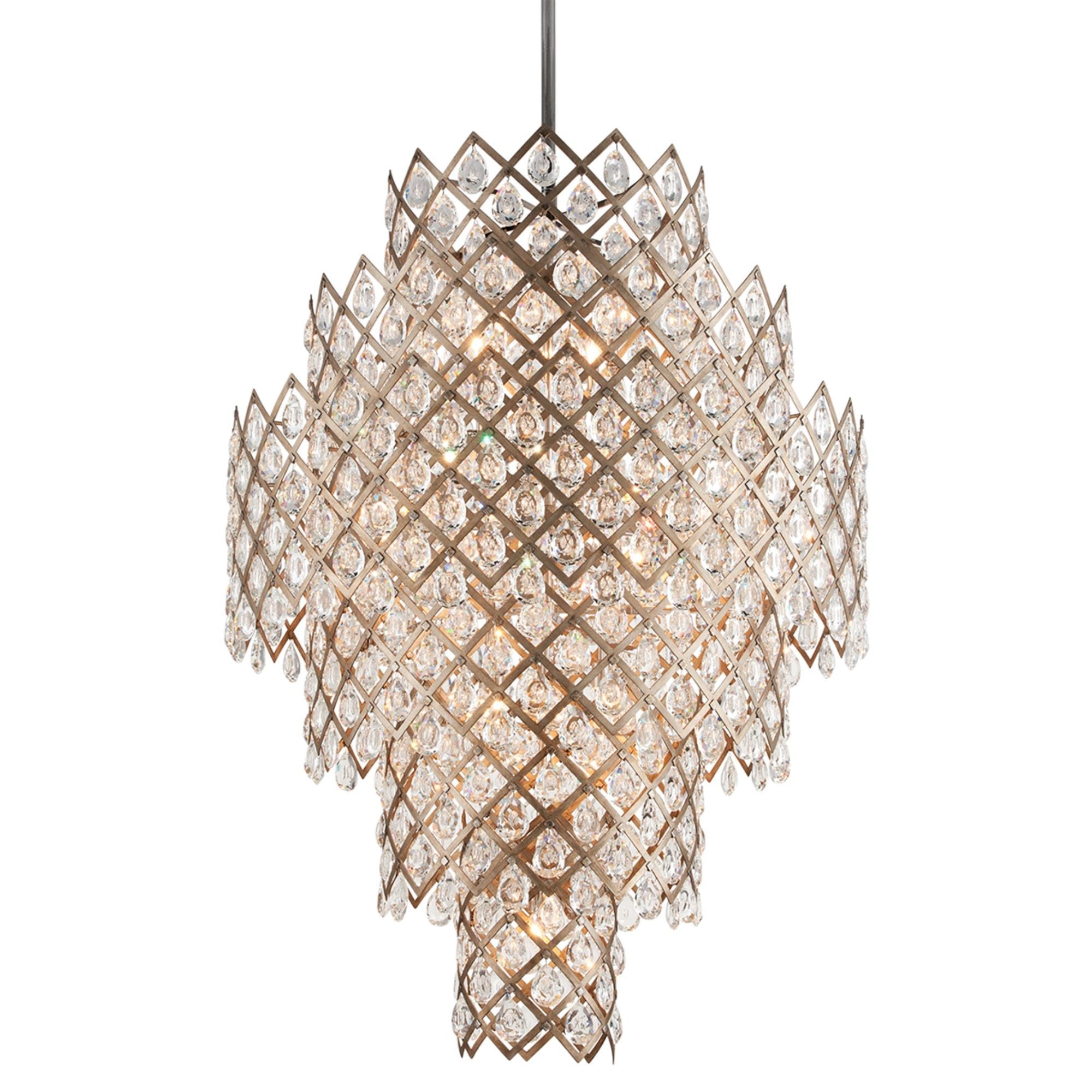 Tiara 17-Light Chandelier in Stria Gold Leaf/Stainless Steel 44.75L x 44.75W x 64.5H