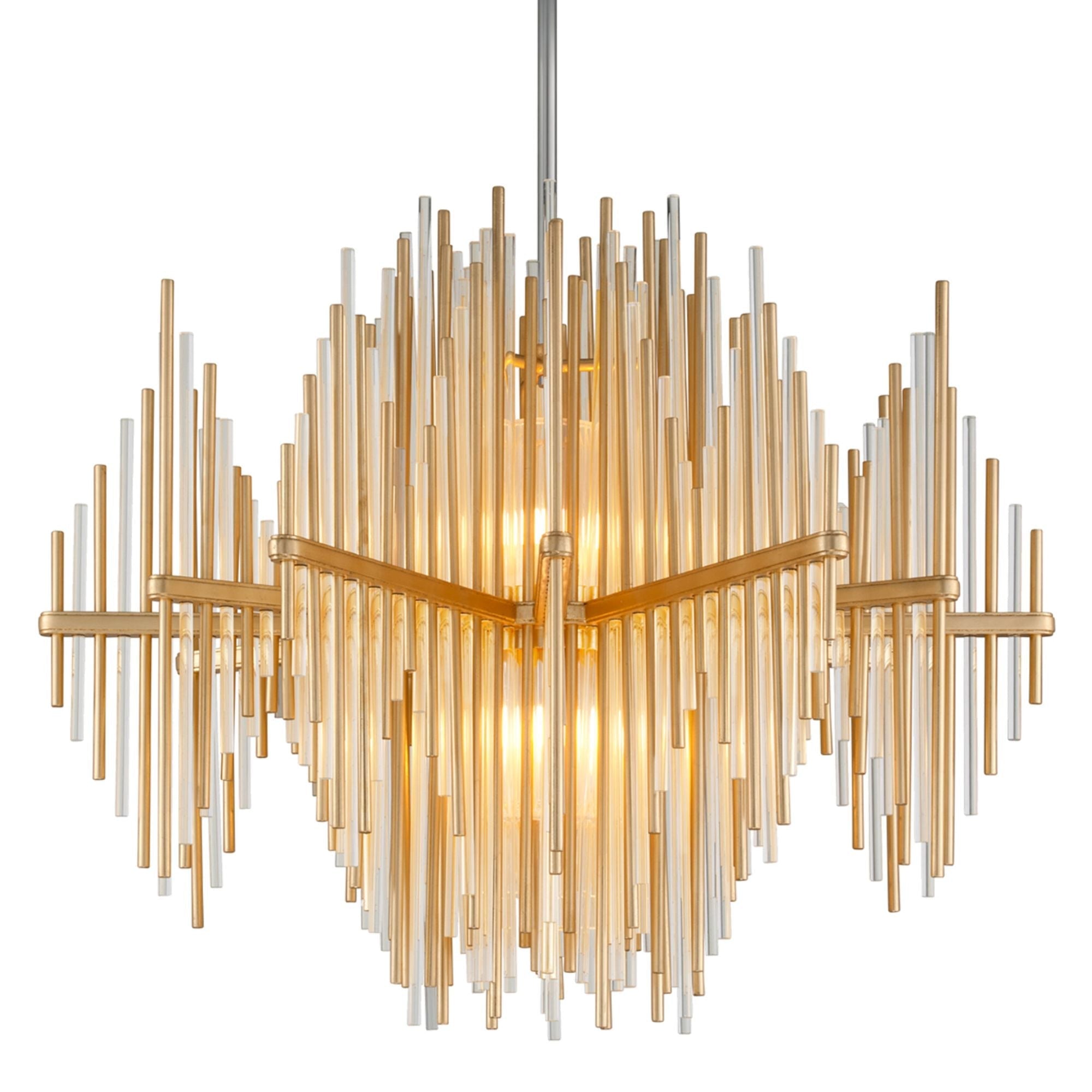 Theory 2-Light Chandelier in Gold Leaf/Stainless Steel 40W x 32.75H