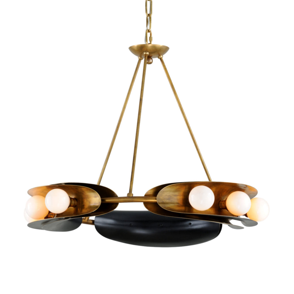 Hopper 9-Light Chandelier in Vintage Brass/Black Brass 32L x 32W x 25H