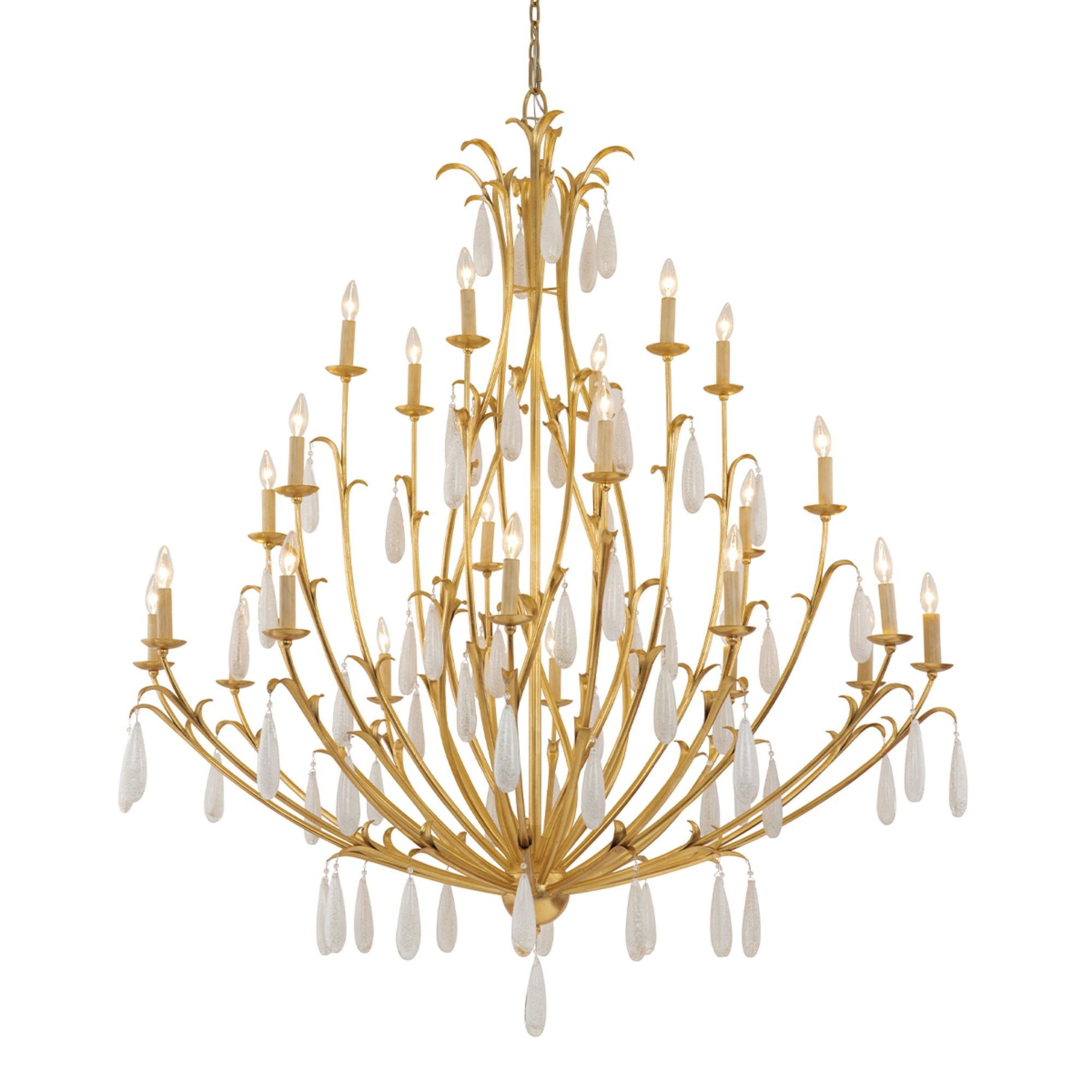 Prosecco 24-Light Chandelier in Gold Leaf 60L x 60W x 69.5H