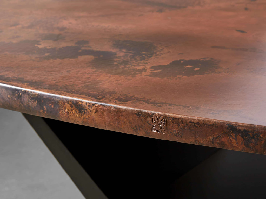 Recycled Metal Dining Table with Vertex Base