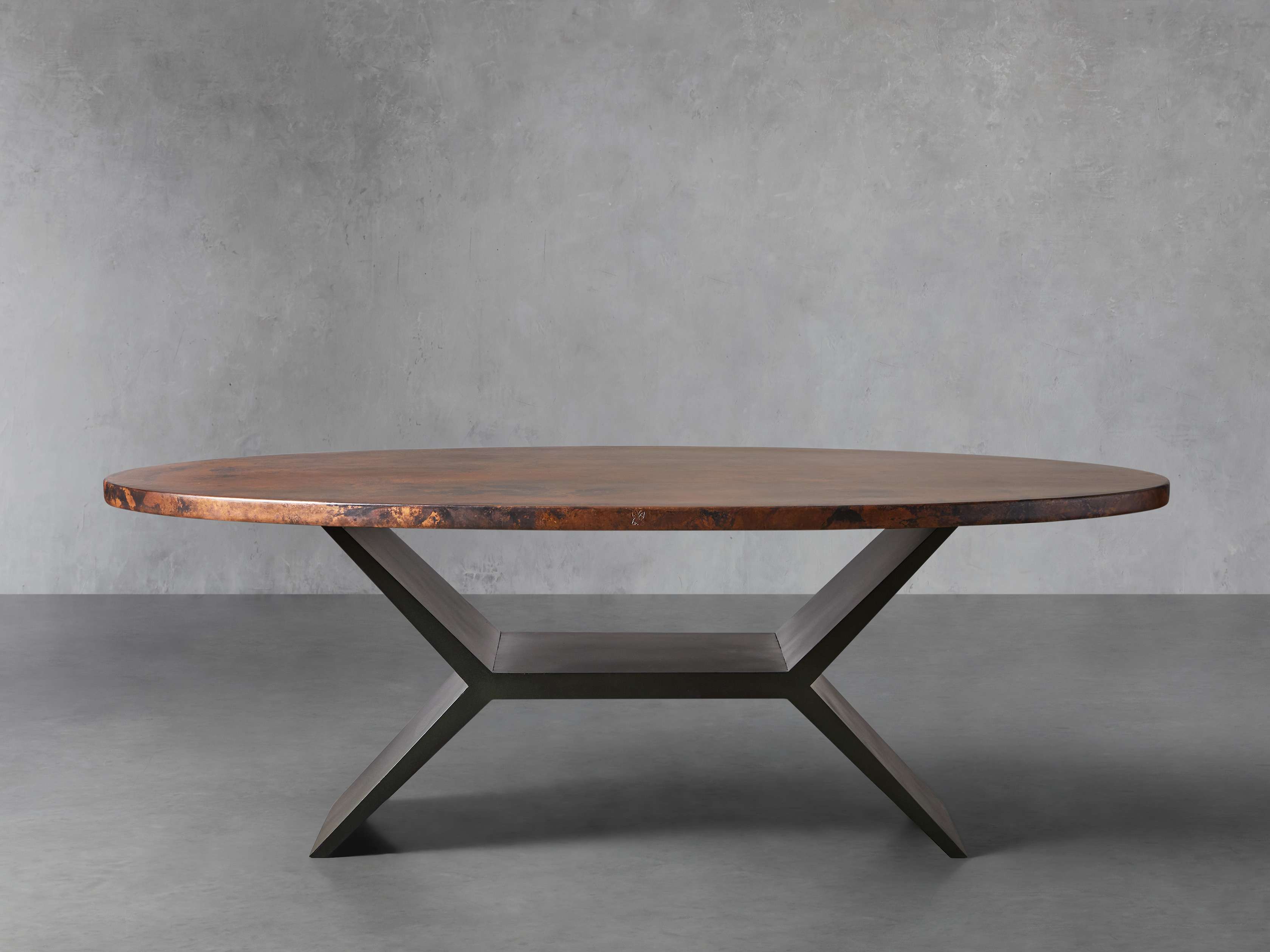 Recycled Metal Dining Table with Vertex Base