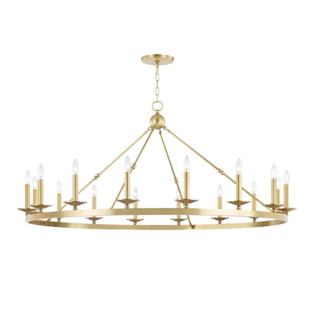 Allendale 16-Light Chandelier in Aged Brass 58L x 58W x 27.25H