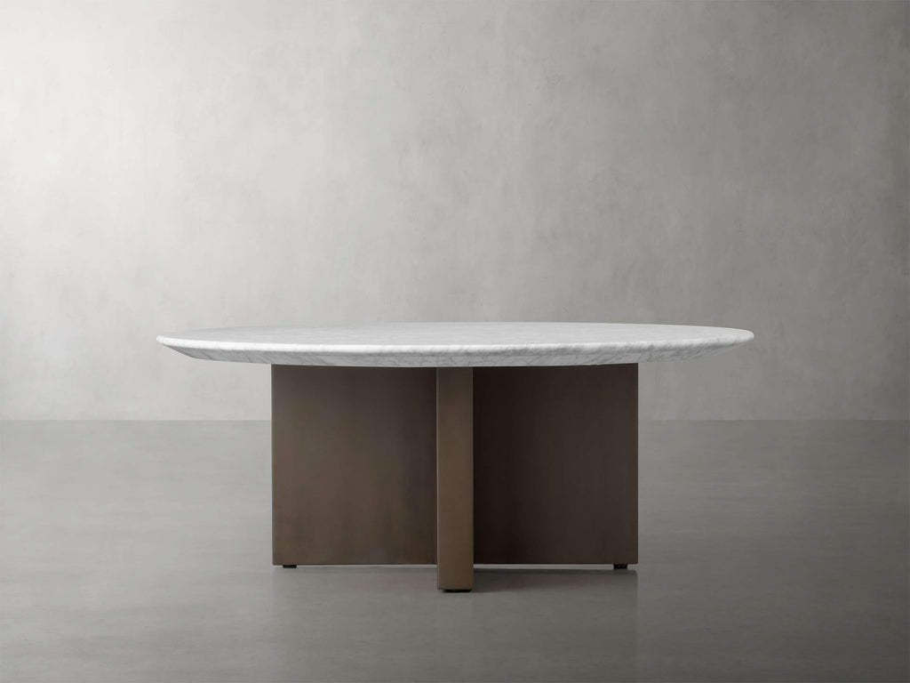 Saint Germain Round Stone Coffee Table with Clement Base