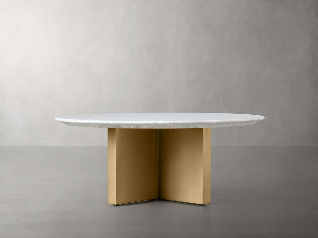 Saint Germain Round Stone Coffee Table with Clement Base