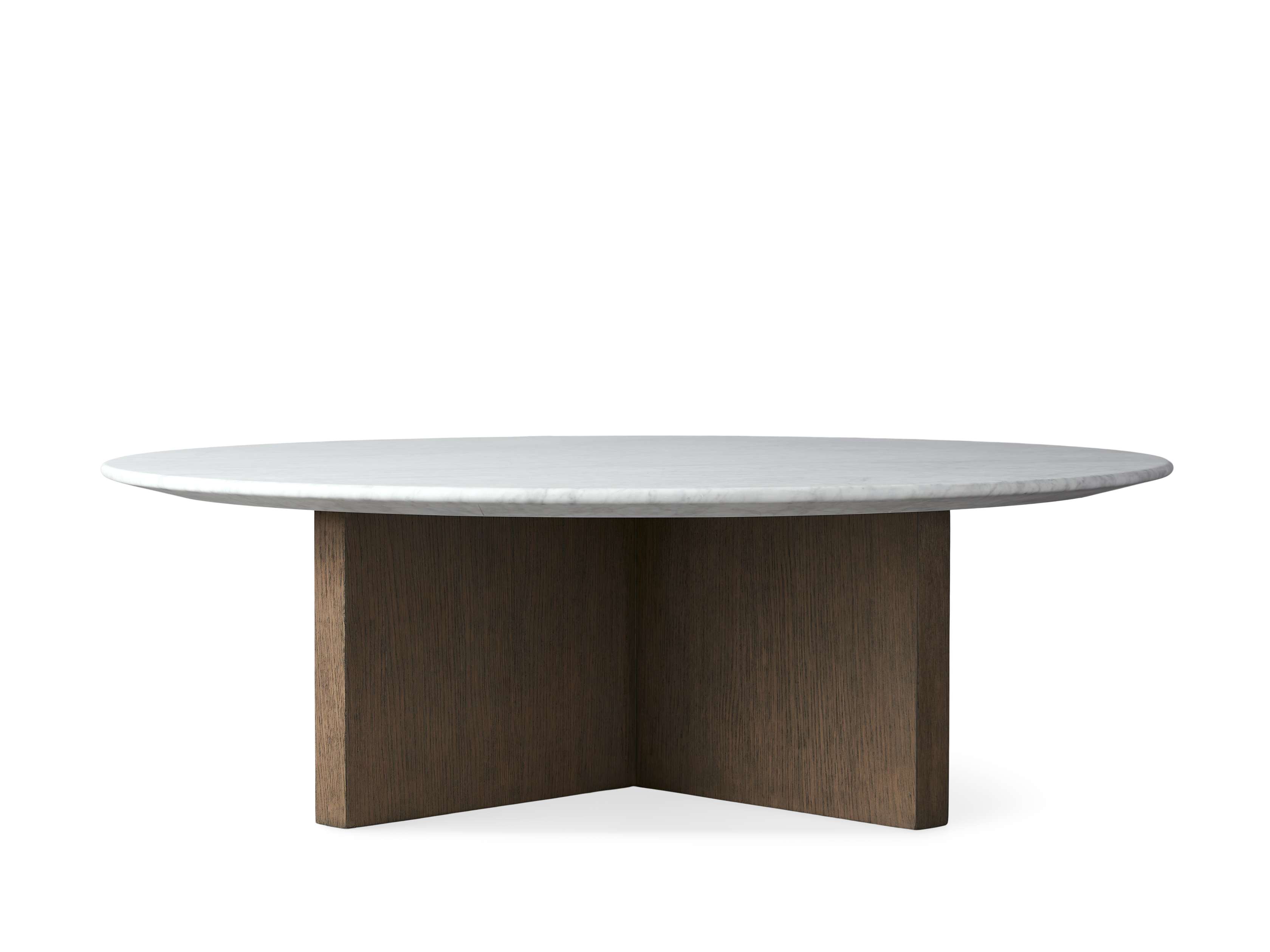 Saint Germain Round Stone Top Coffee Table with Wood Clement Base